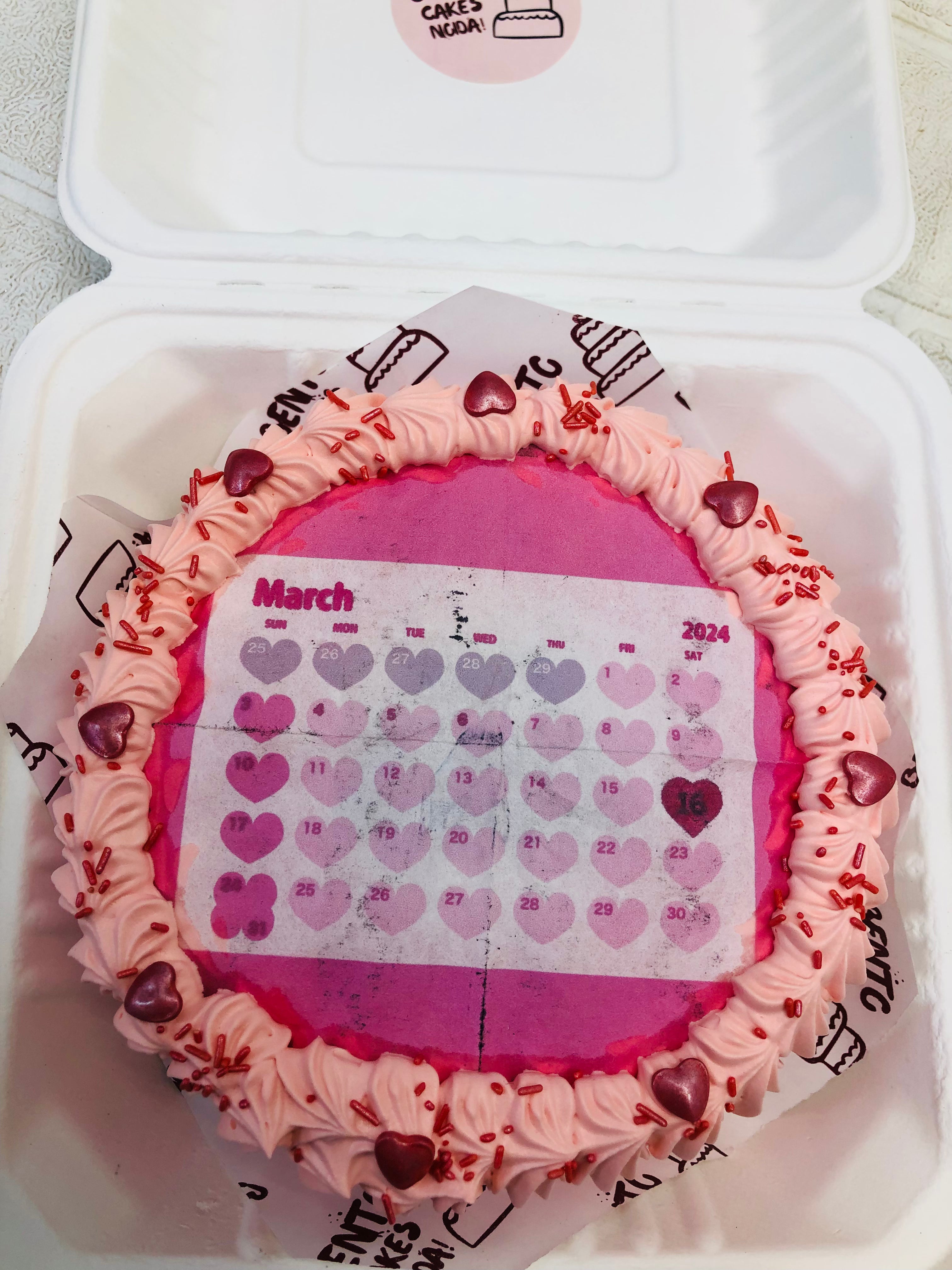 Birthday Theme dark Pink Fire Bento Cake