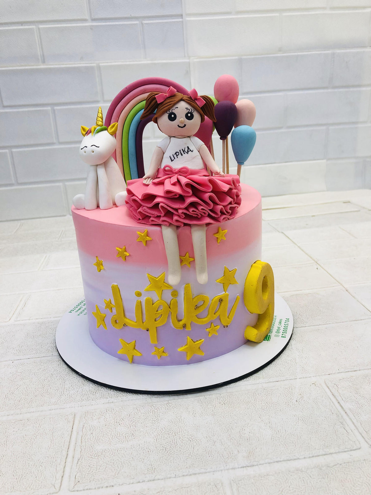 Doll Unicorn Rainbow Cake