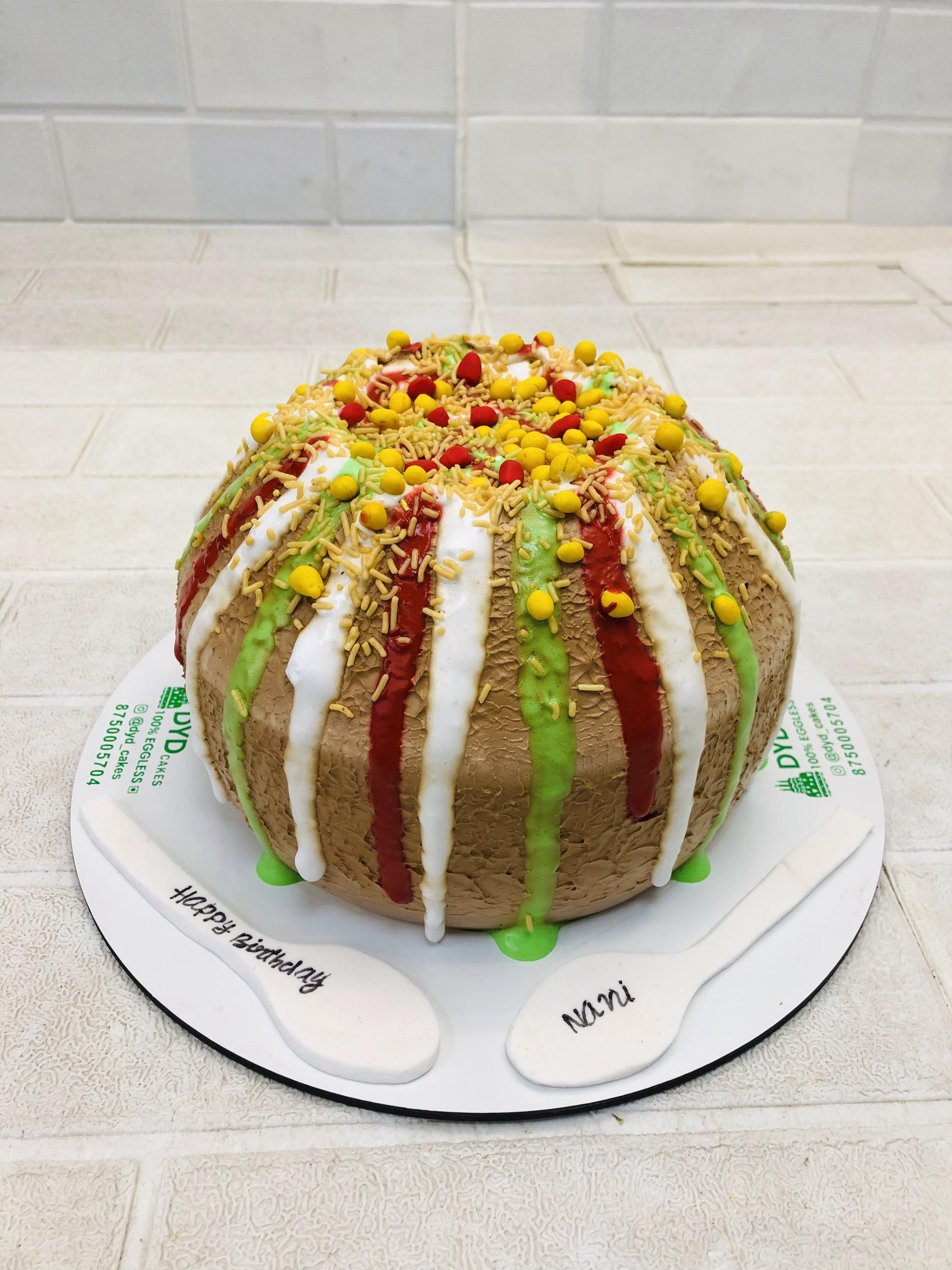 100% Eggless Raj Kachori Theme Cake in Noida , Greater Noida, Delhi from DYD Cakes