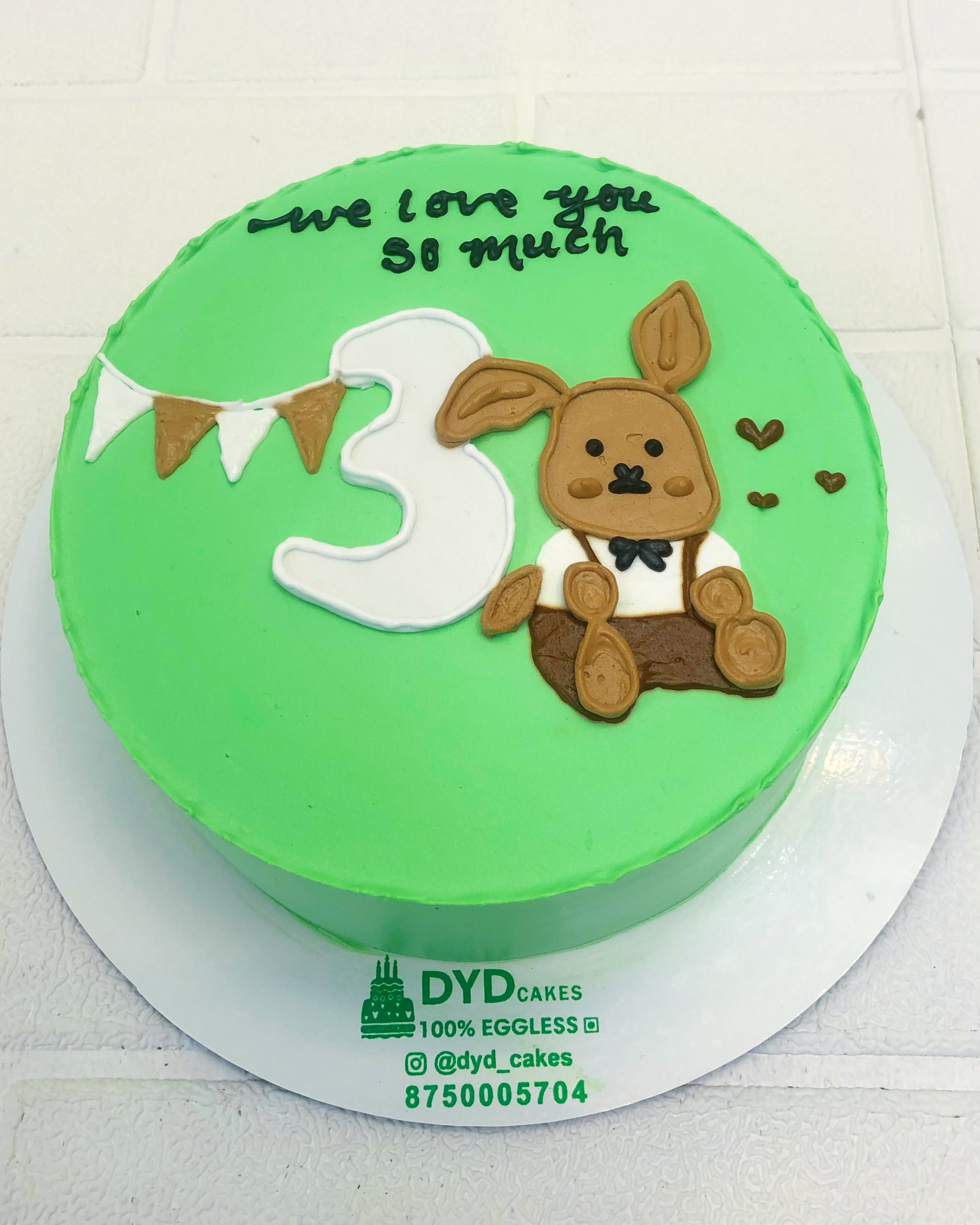 Cute Rabbit Theme Green Cake