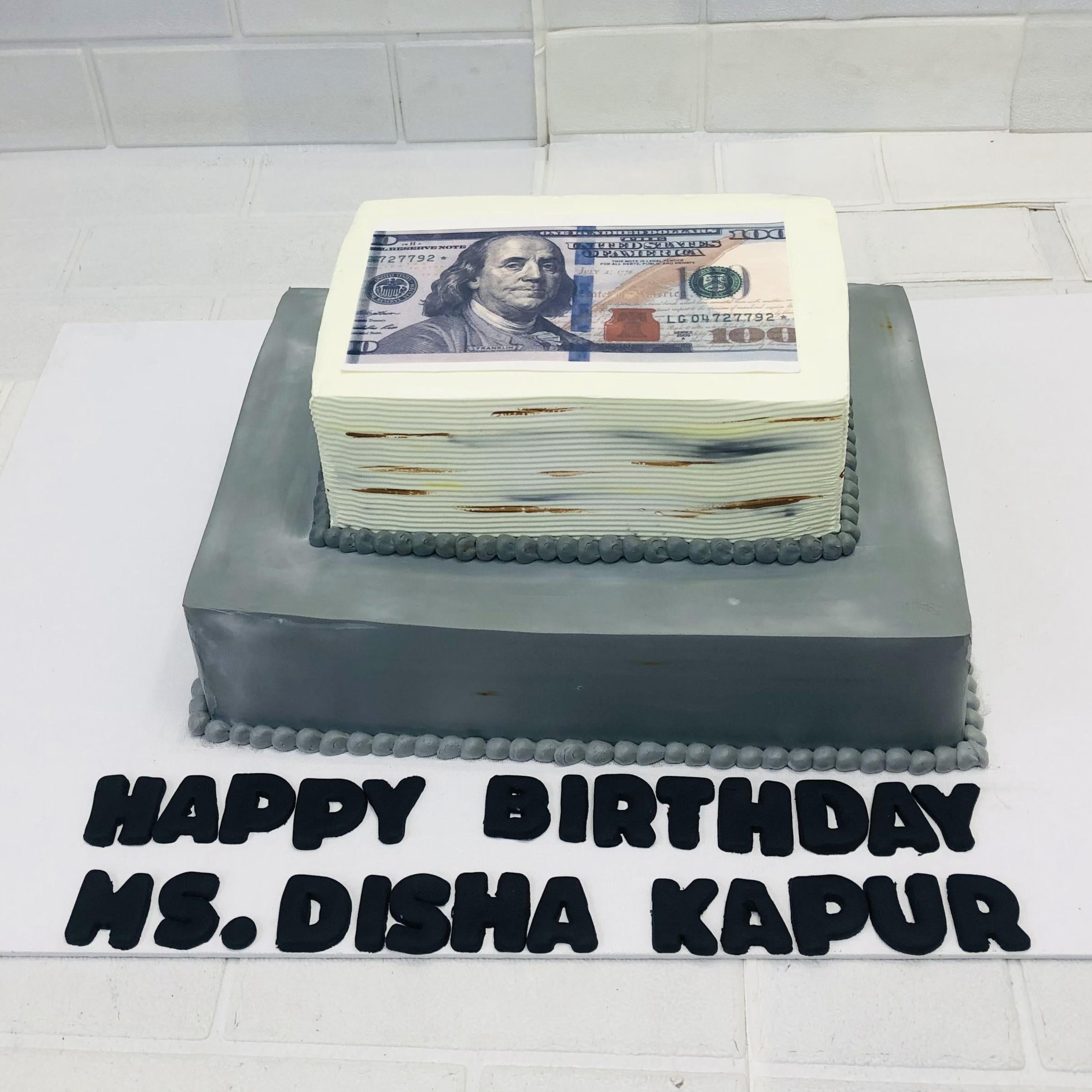 Dollar Theme Grey White Cake