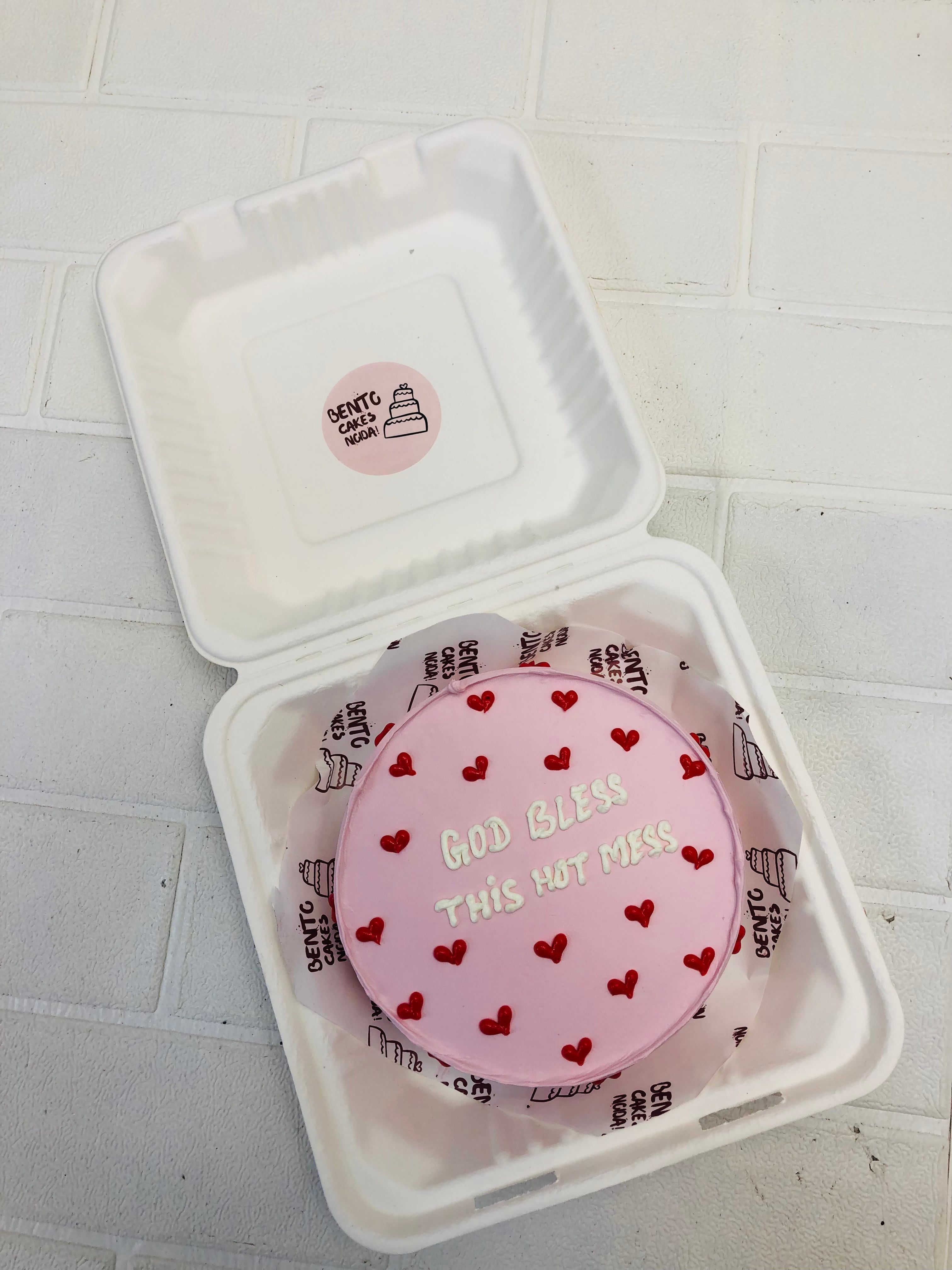 Hot Mess Theme Pink Bento Cake