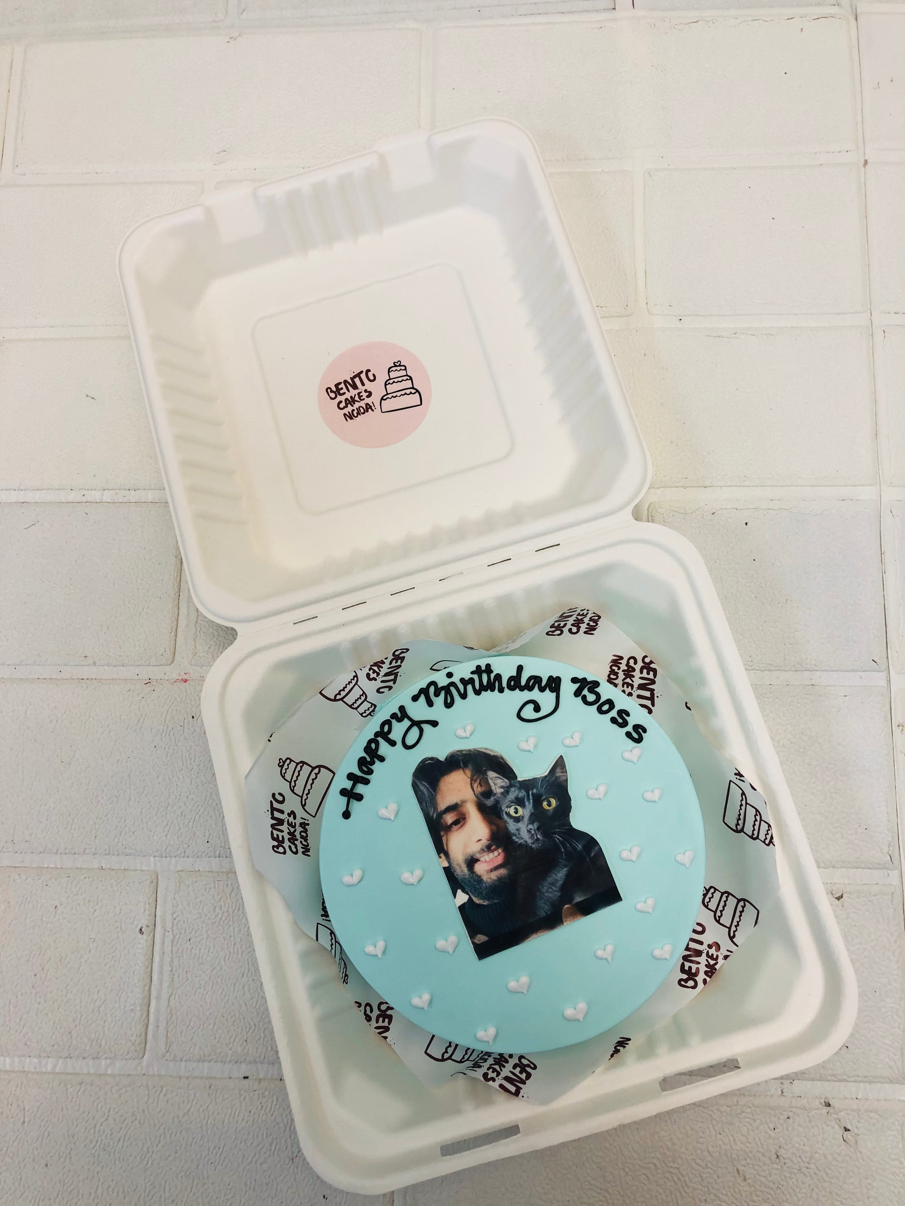 Photo Theme Blue Bento Cake