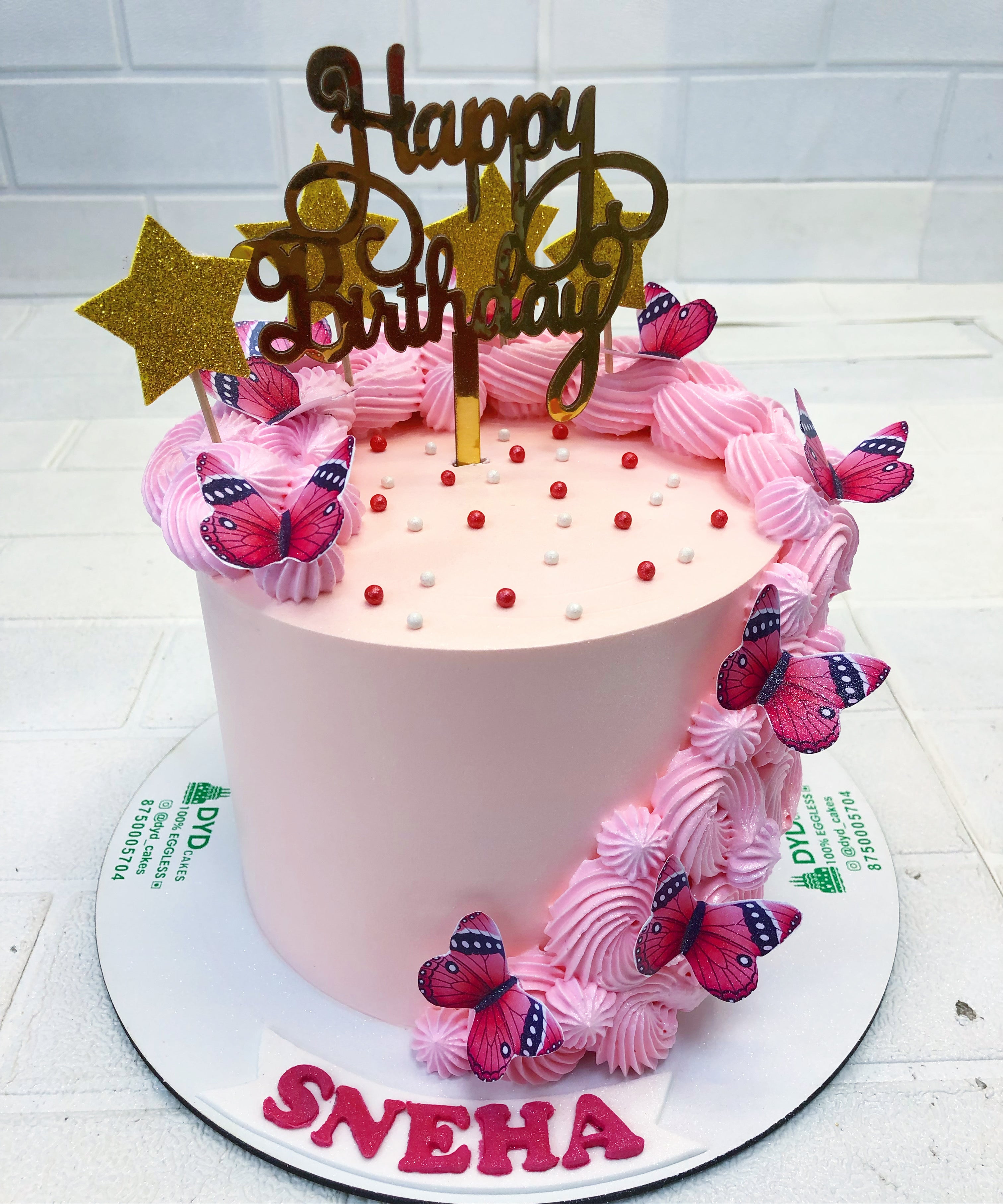 Blue Pink Butterflies Cake 2