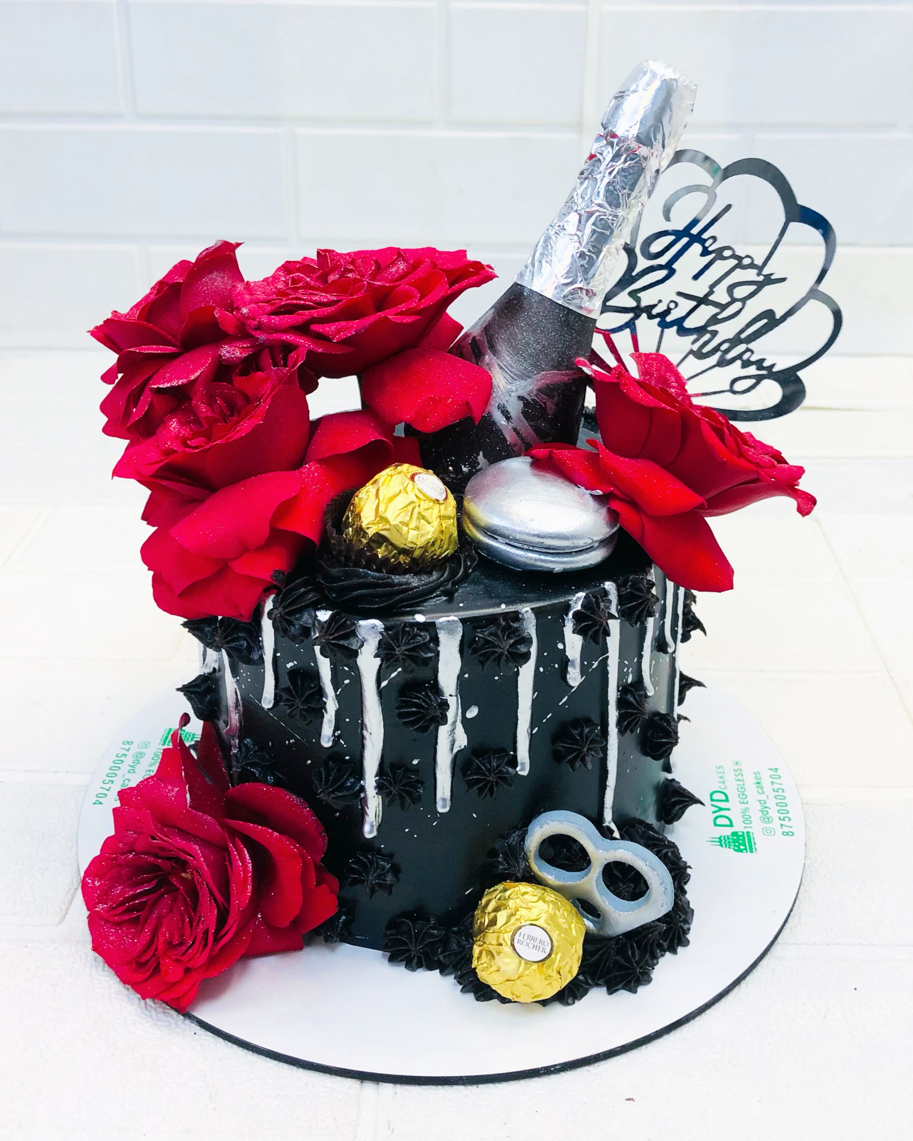 Floral Black Chocolate Cake