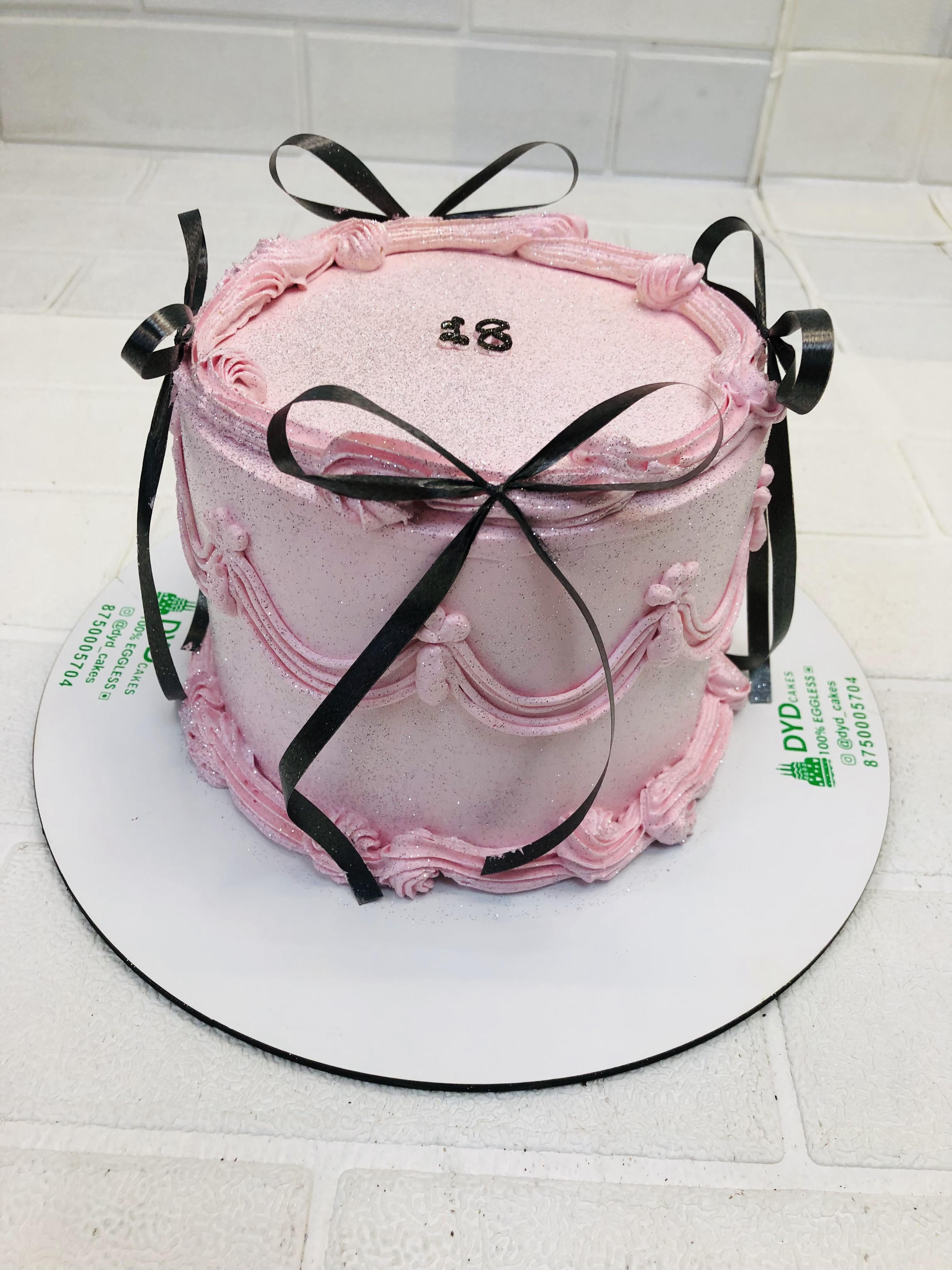 Vintage Black Pink Theme Cake
