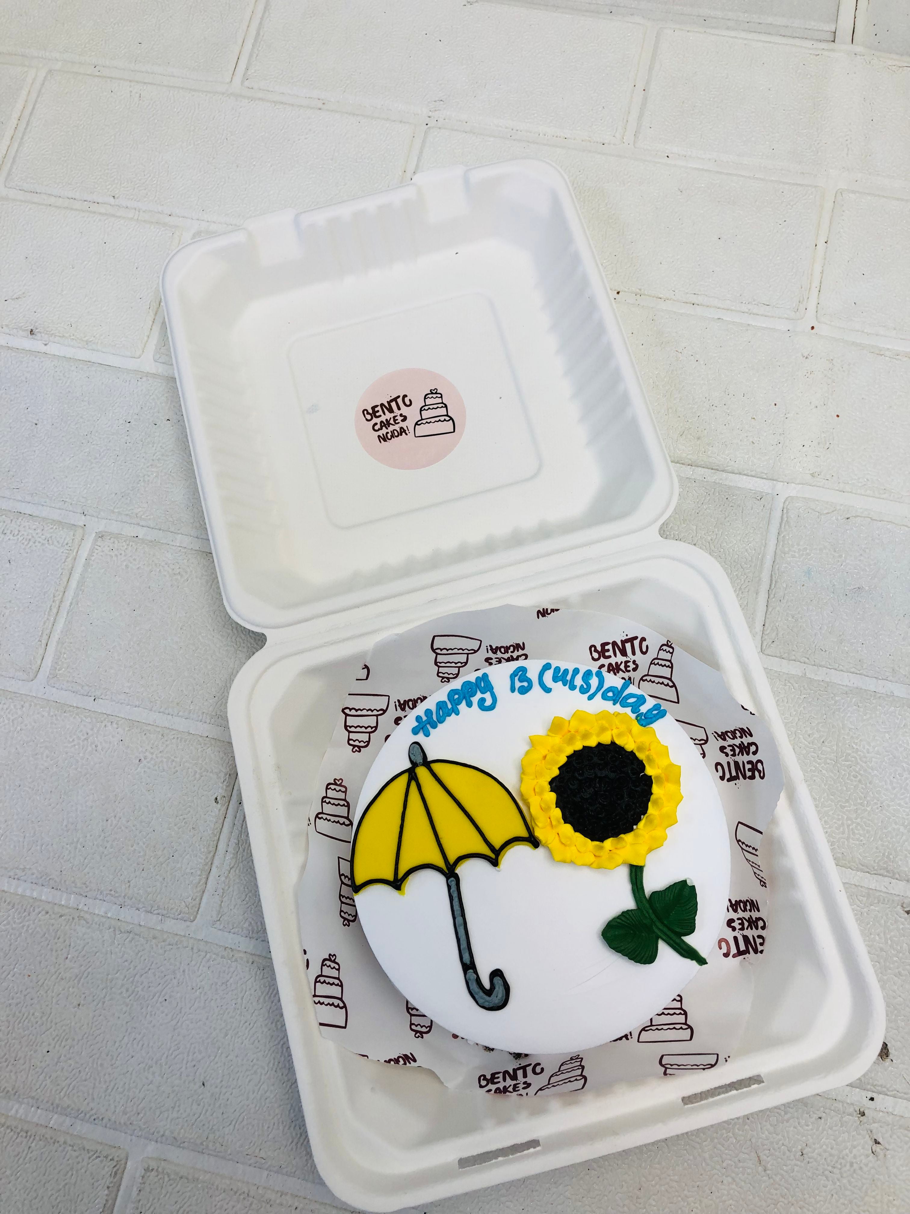 Flower-Umbrella Theme Bento Cake