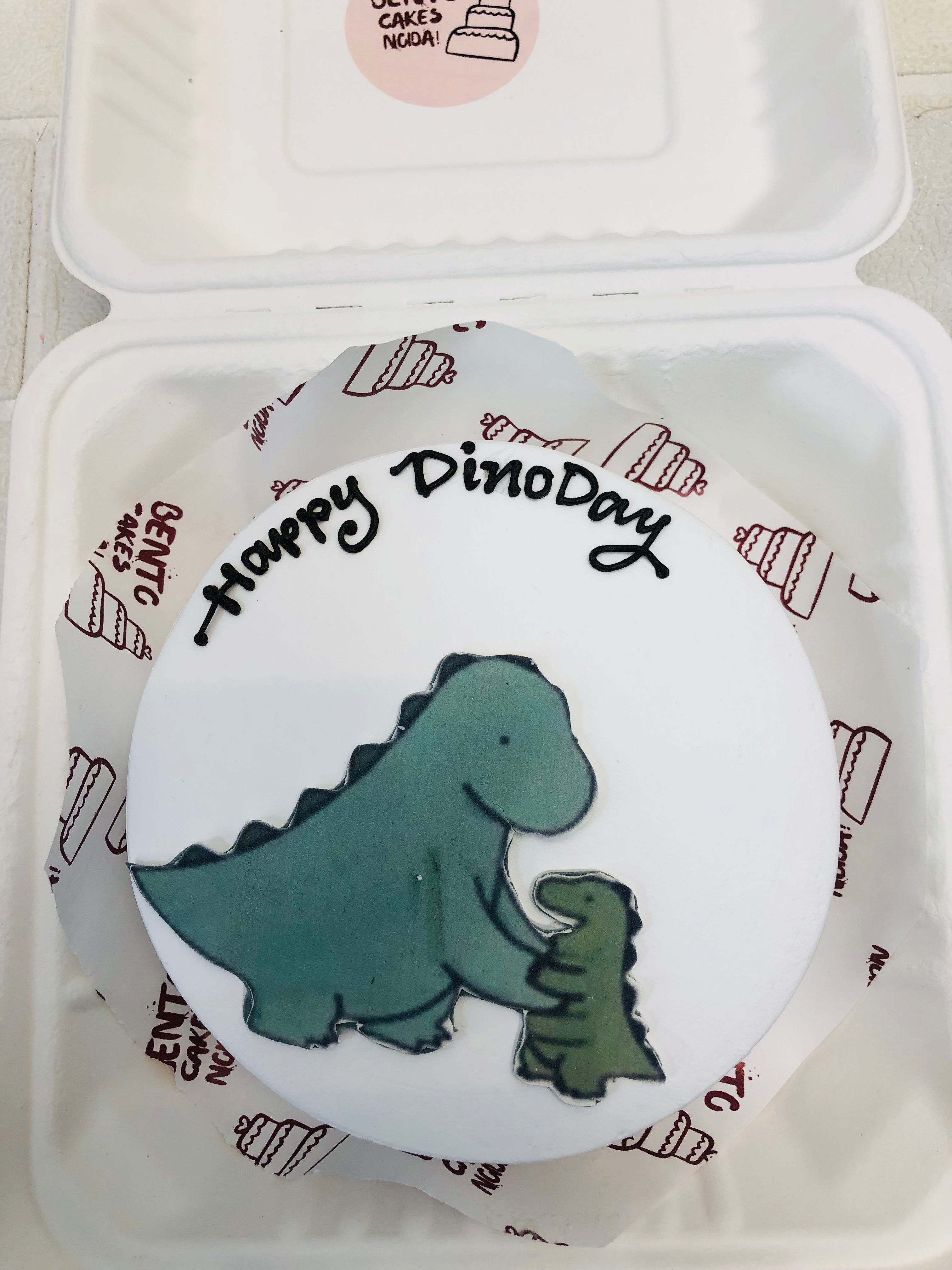 Happy Dino Day Theme Bento Cake