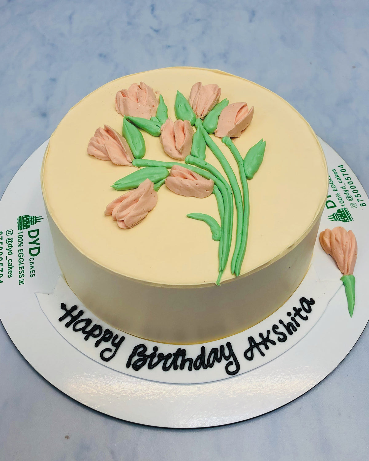 Light Orange Cake with Flower Theme