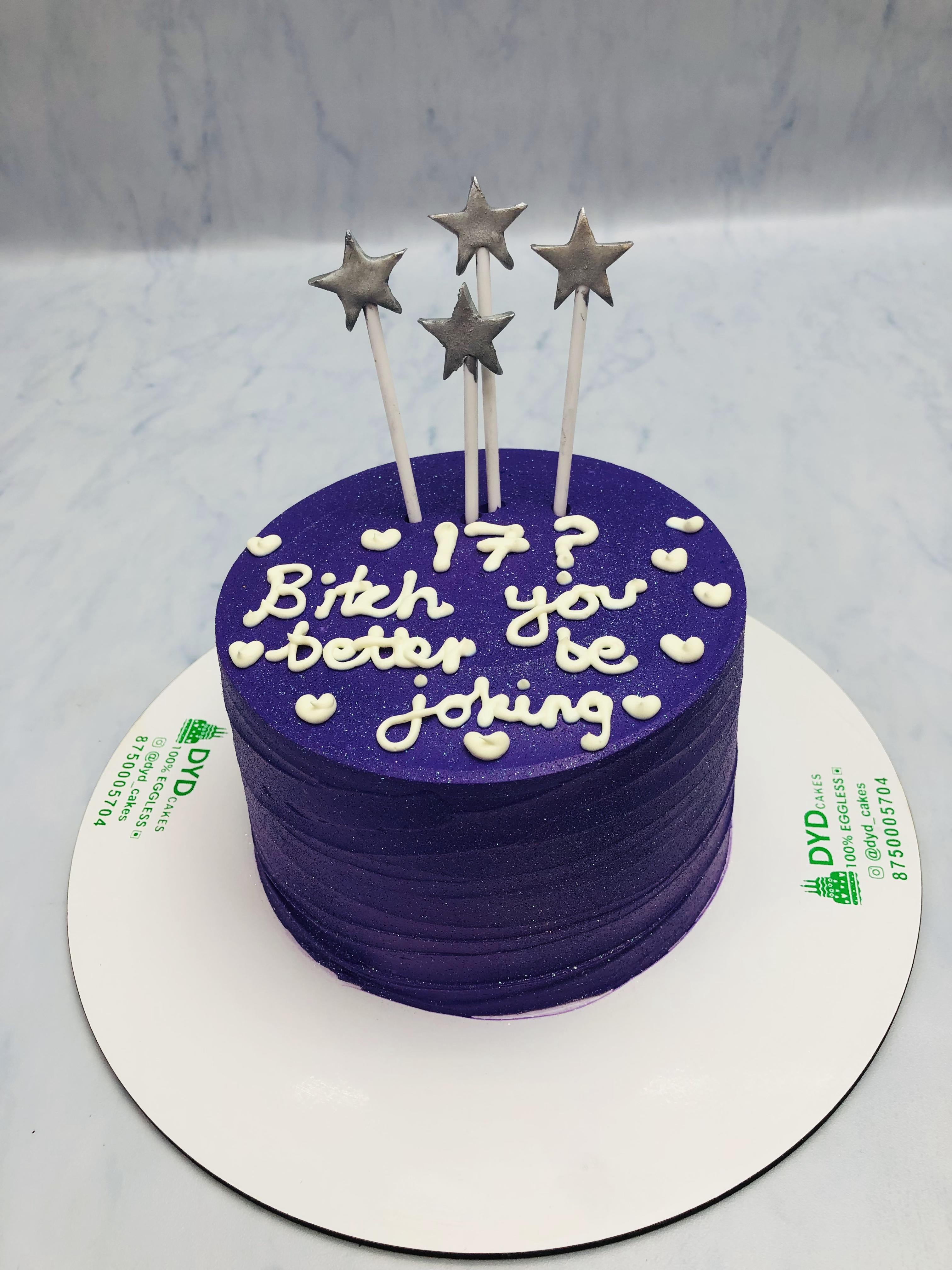 Dark Purple Birthday Cake