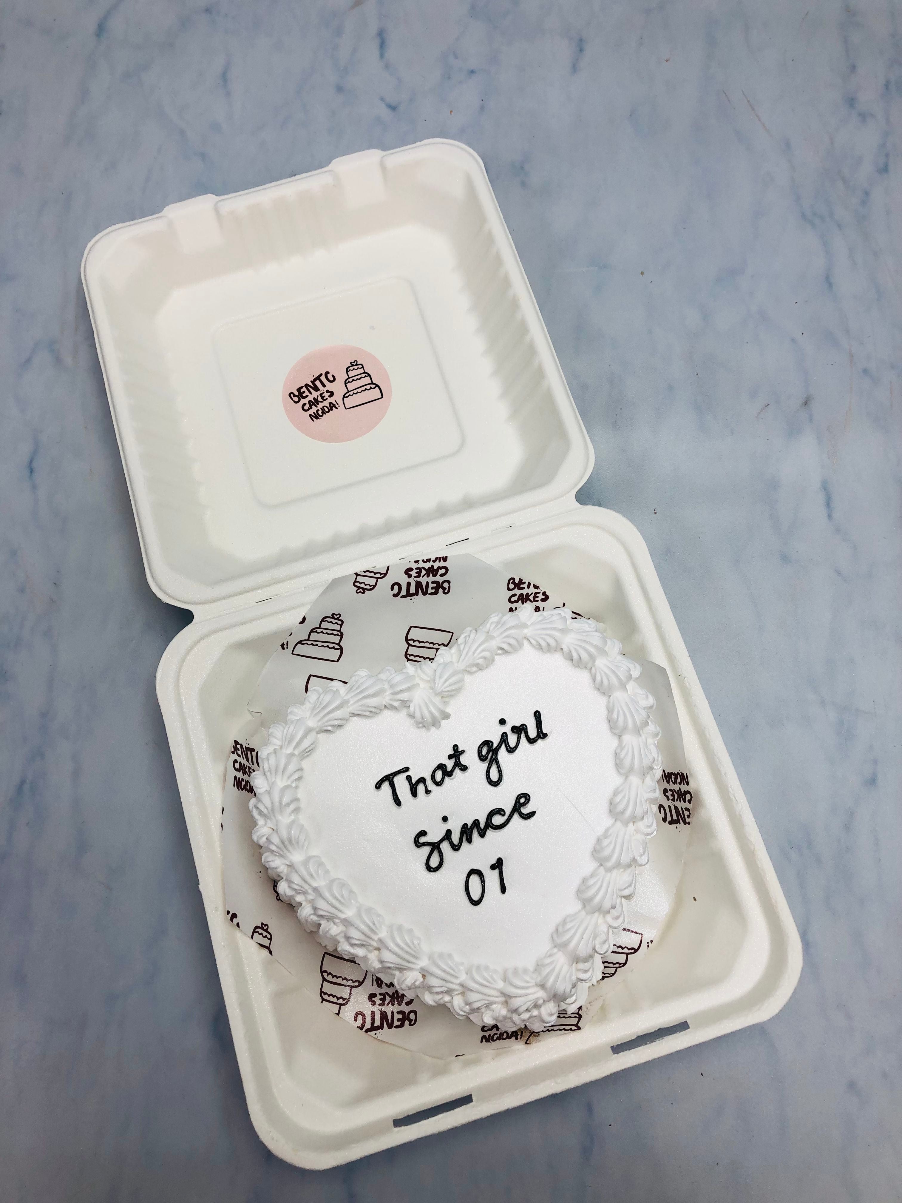 Pretty White Heart Bento Cake 3