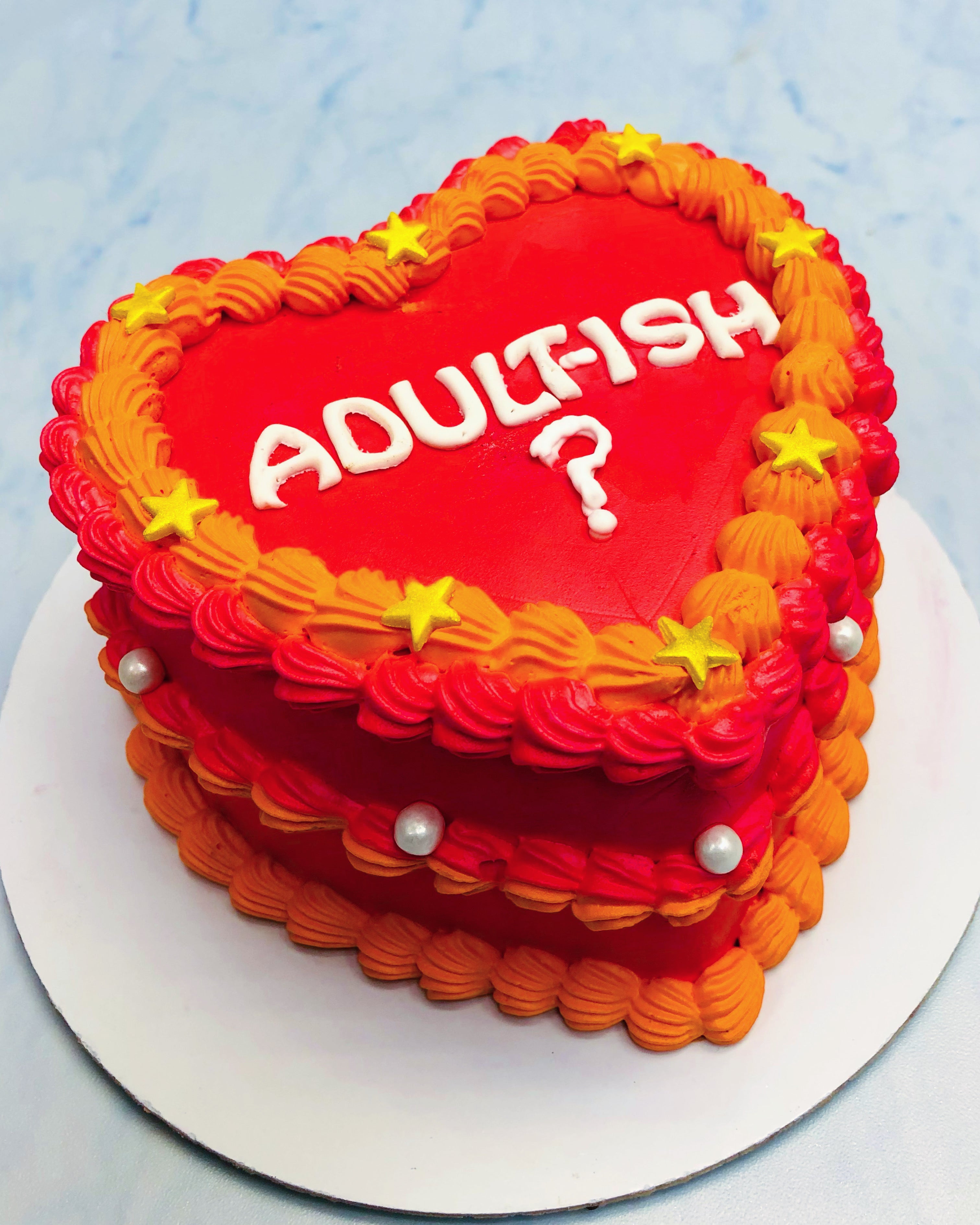 Flame Color Heart Shape Cake