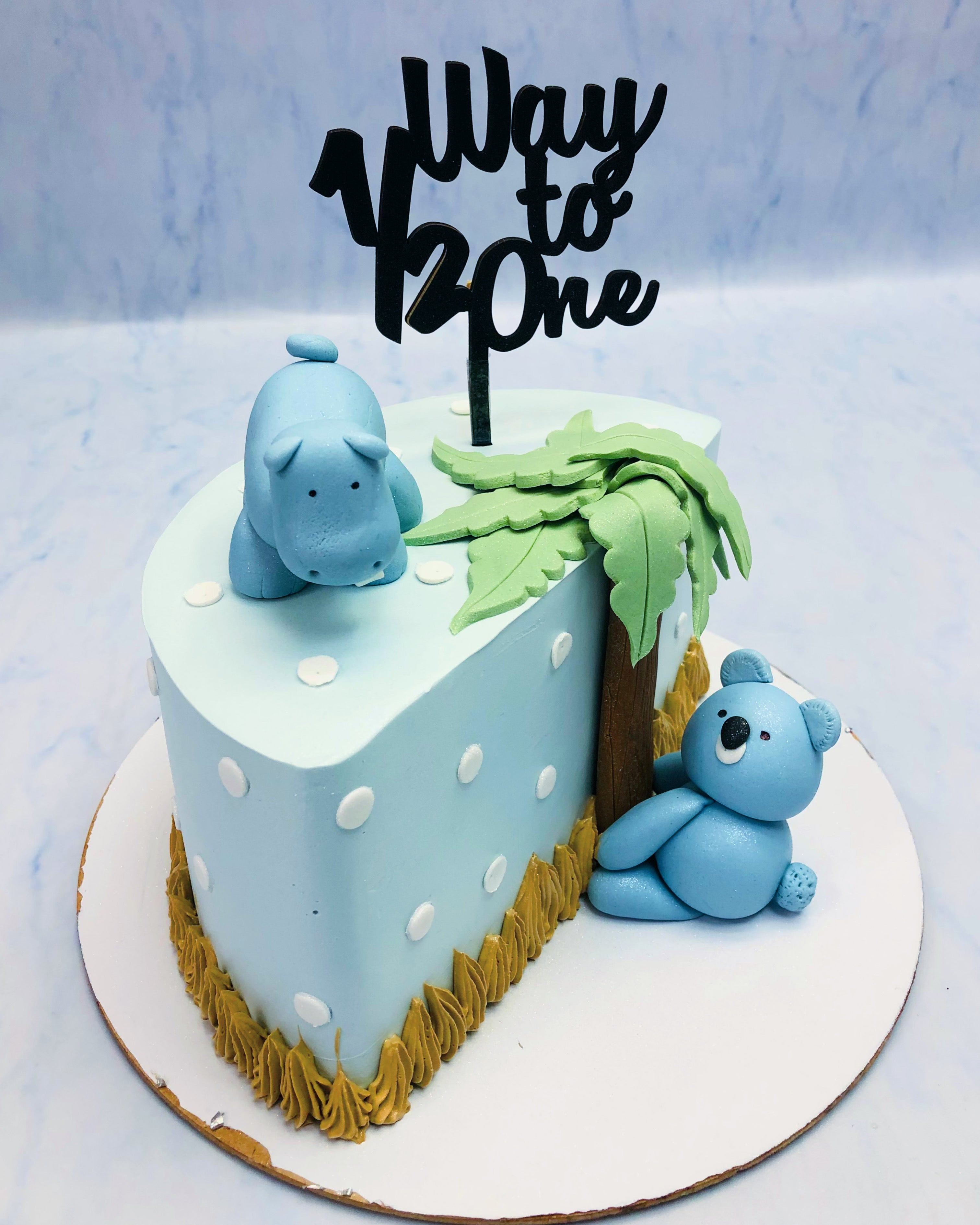 Bear Hippo Theme Half Cake