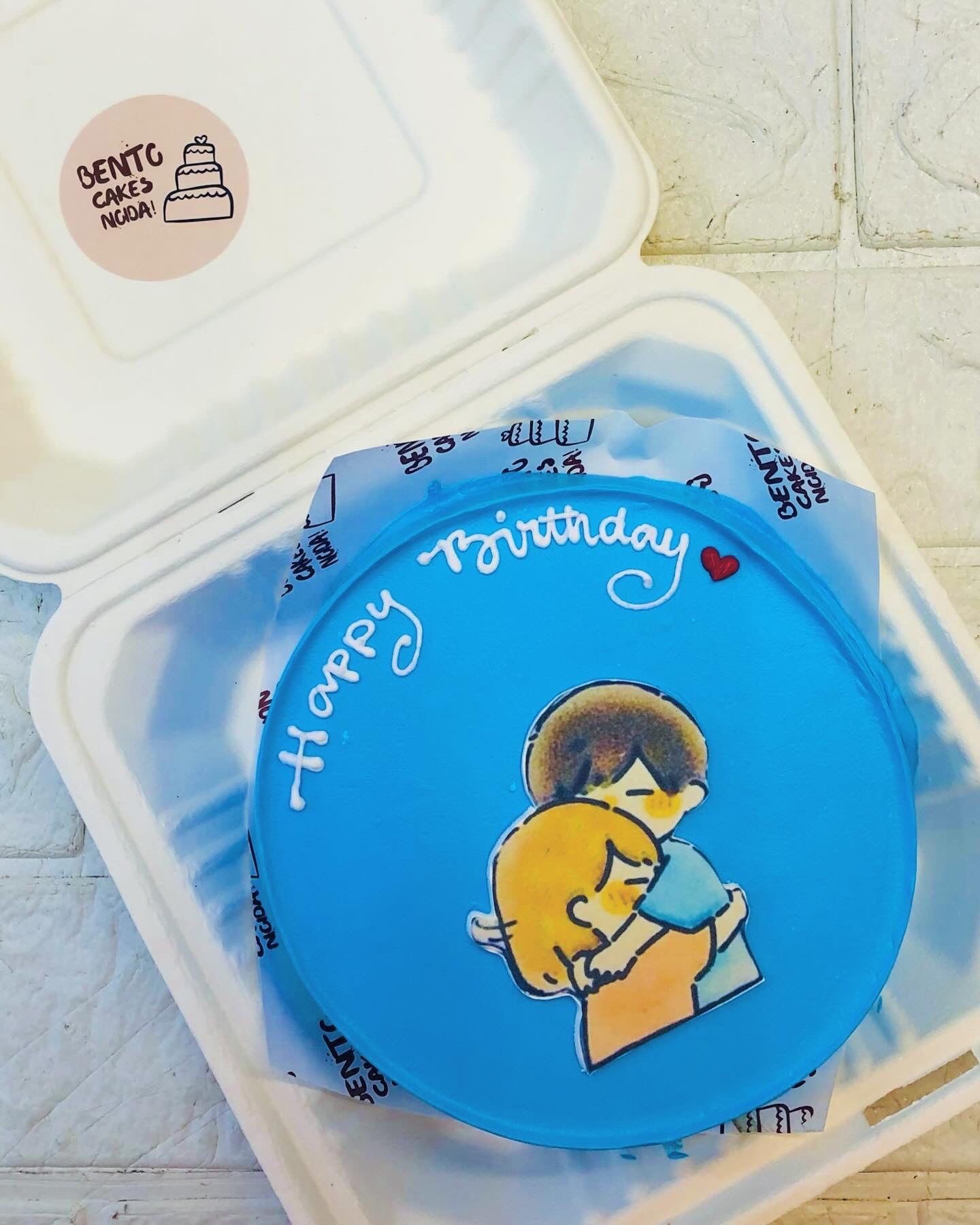 Sky Blue Couple Theme Bento Cake