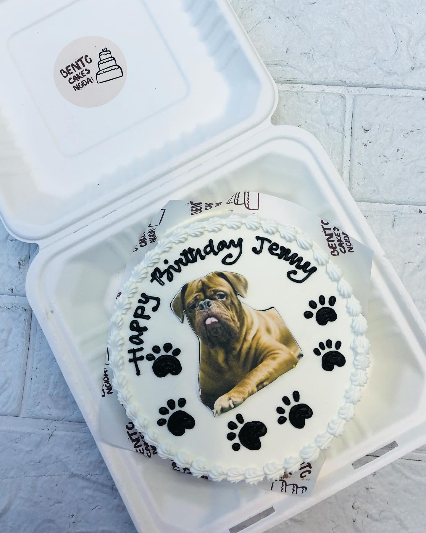 Pets Birthday Theme white Bento Cake