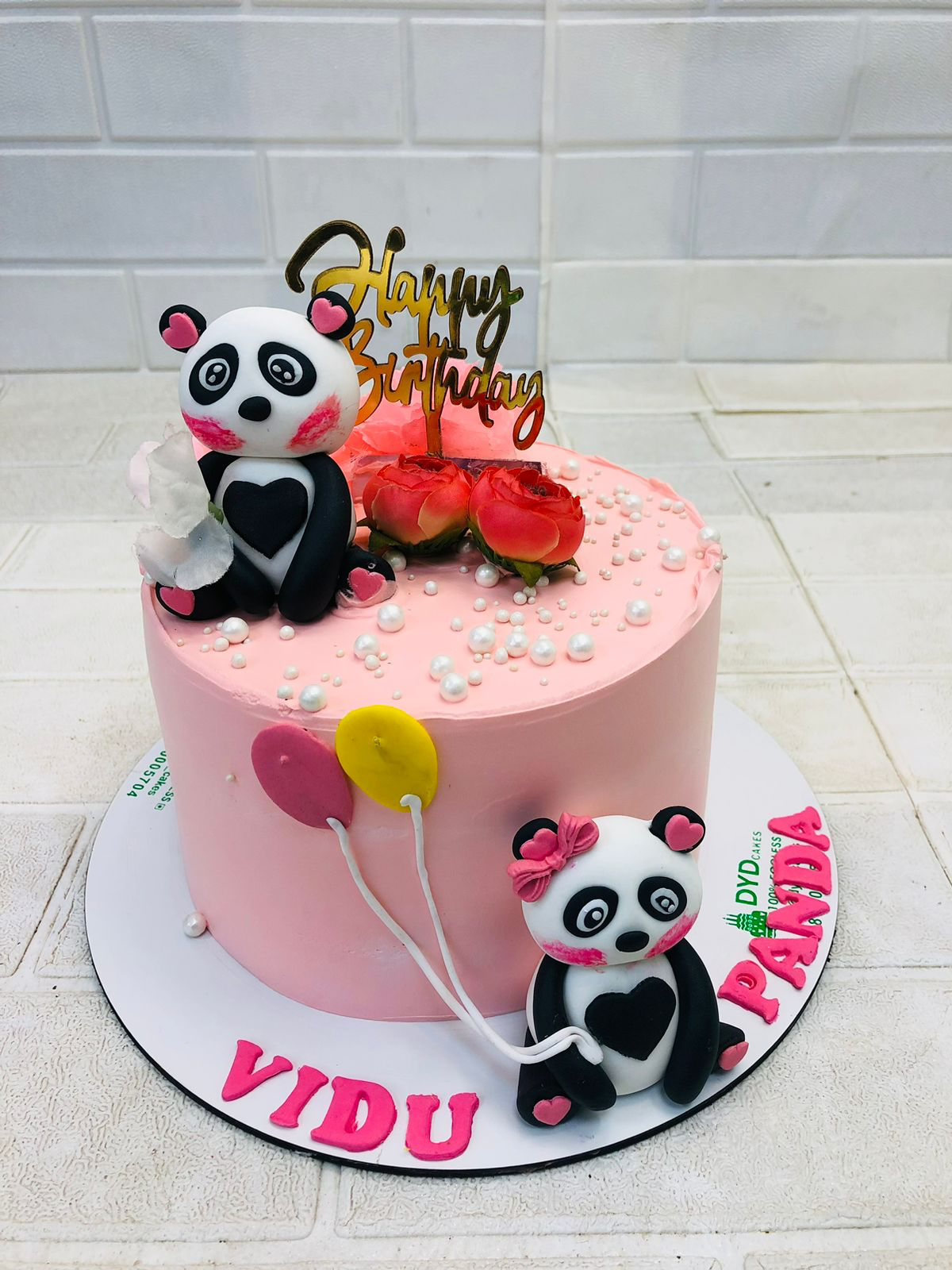 Cute Baby Panda Pink Cake