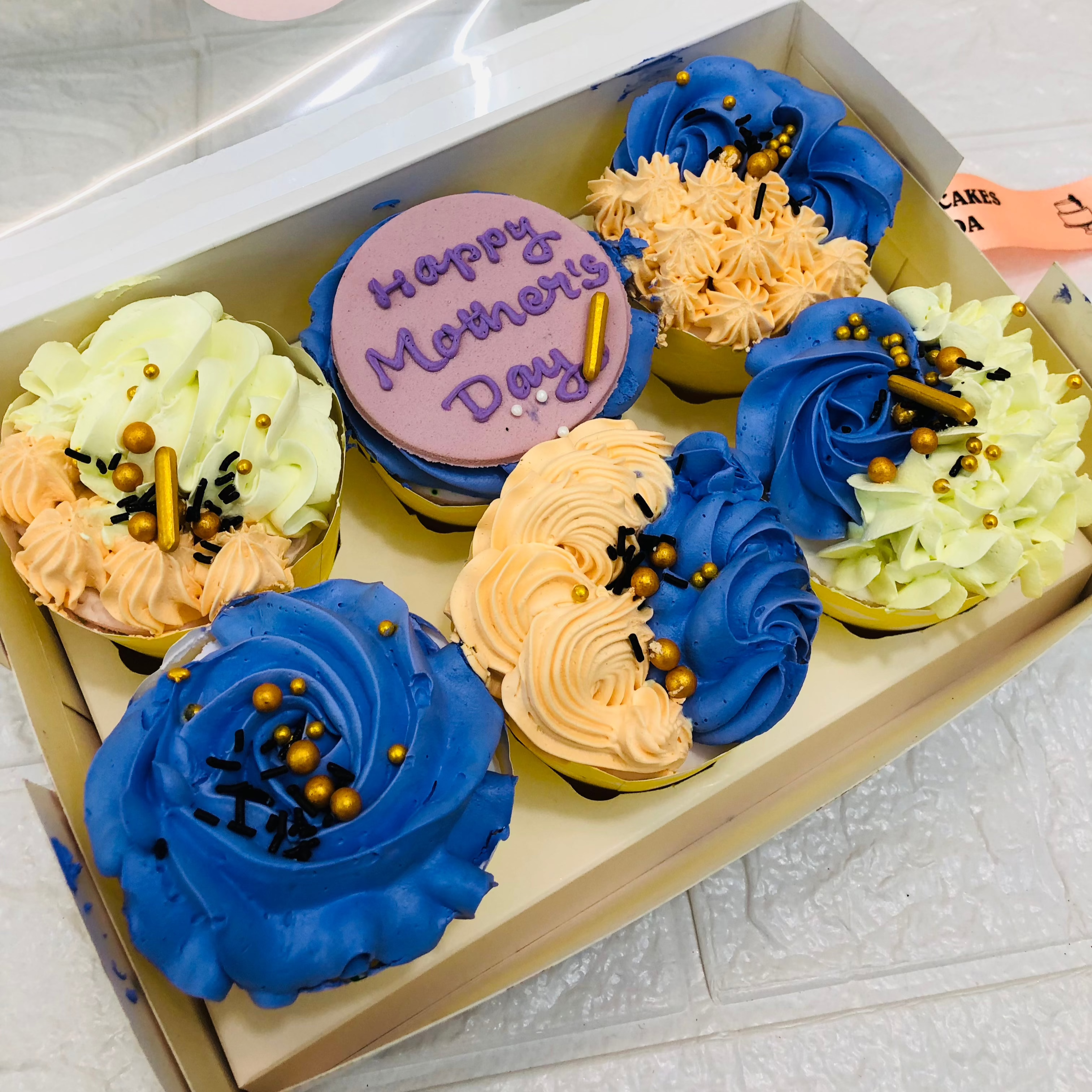 Blue Mothers Day Cupcakes Set