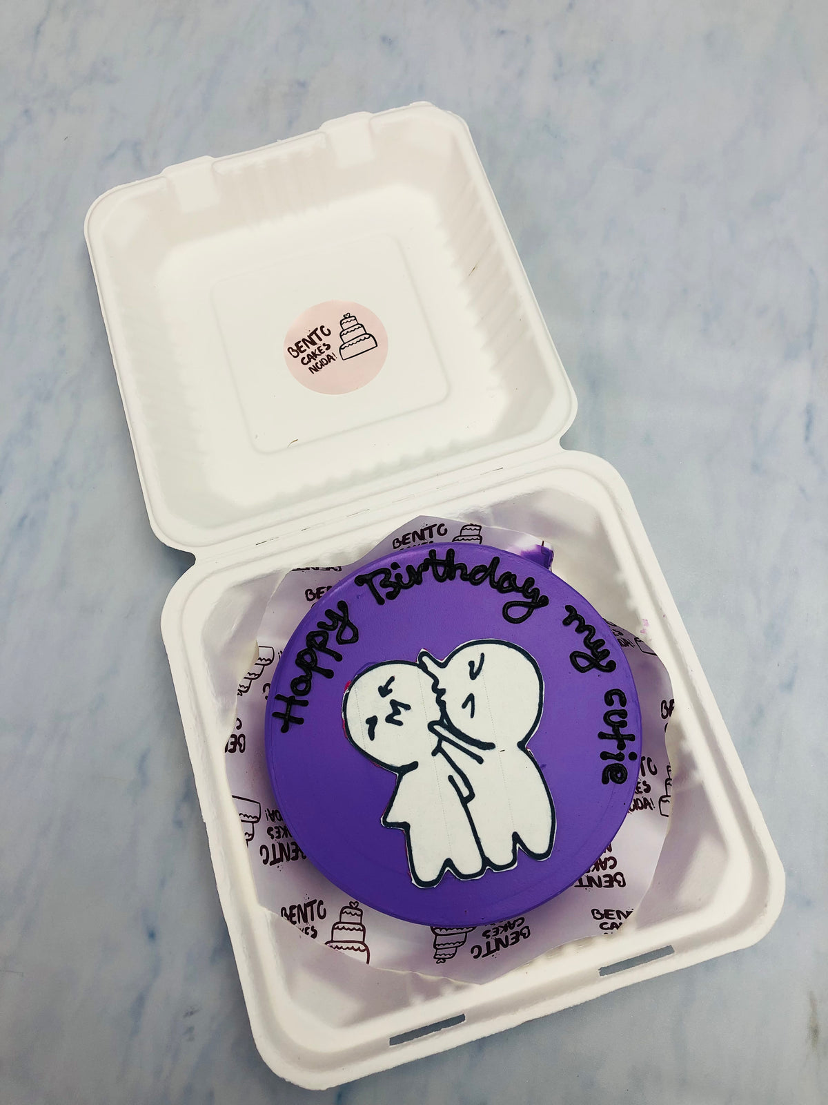 Dark Purple Couple Bento Cake