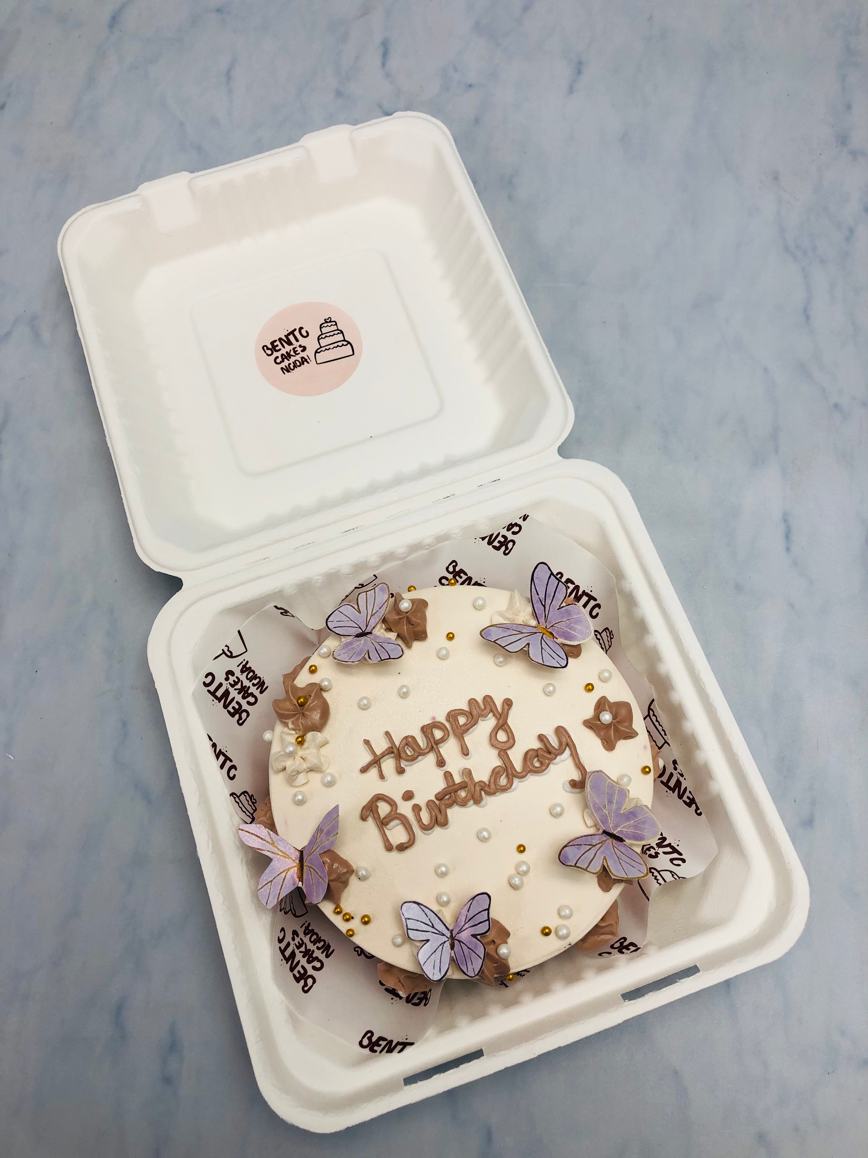 Floral Butterfly Theme pink Bento Cake