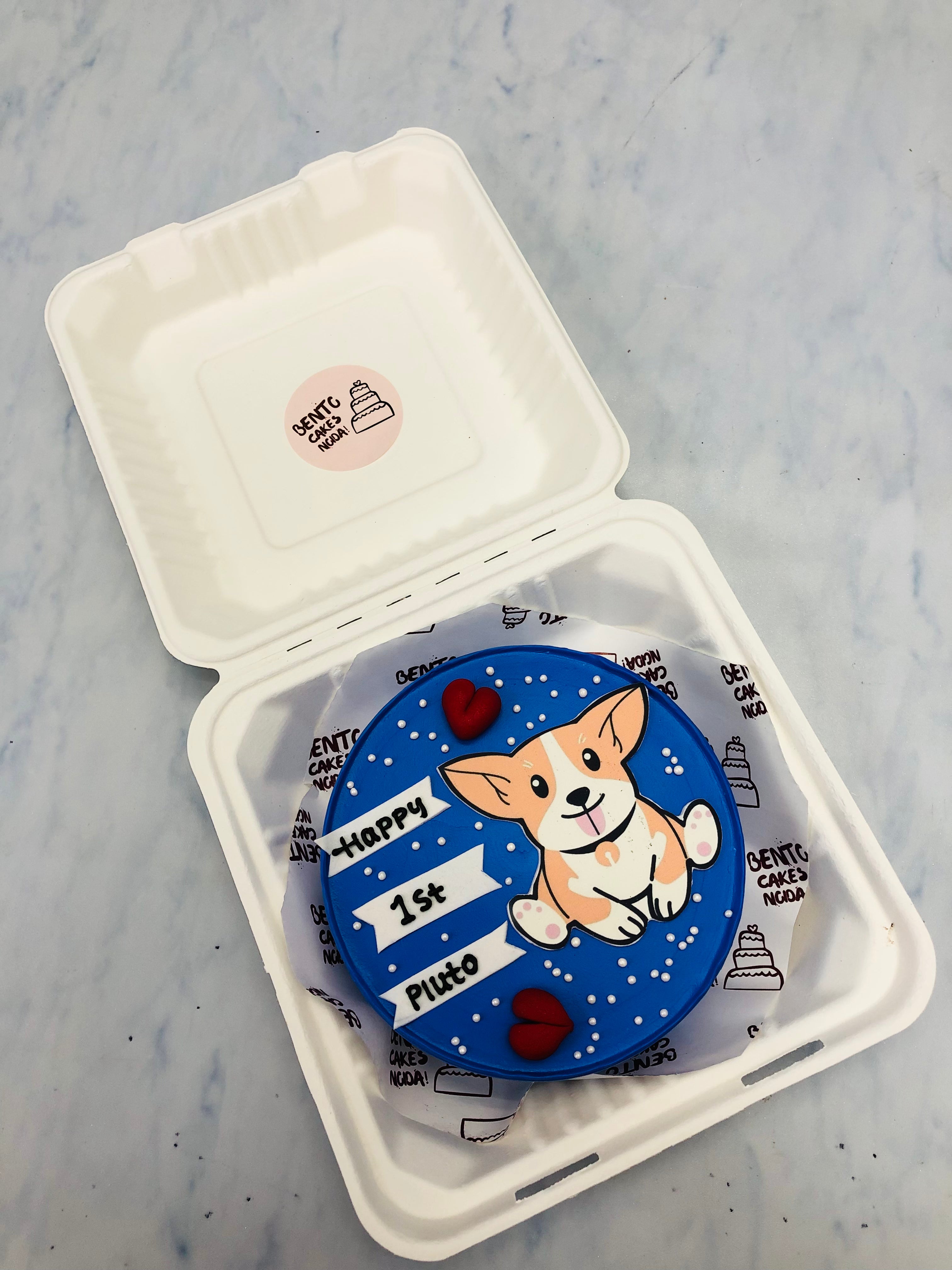 Puppy Birthday Blue Bento Cake