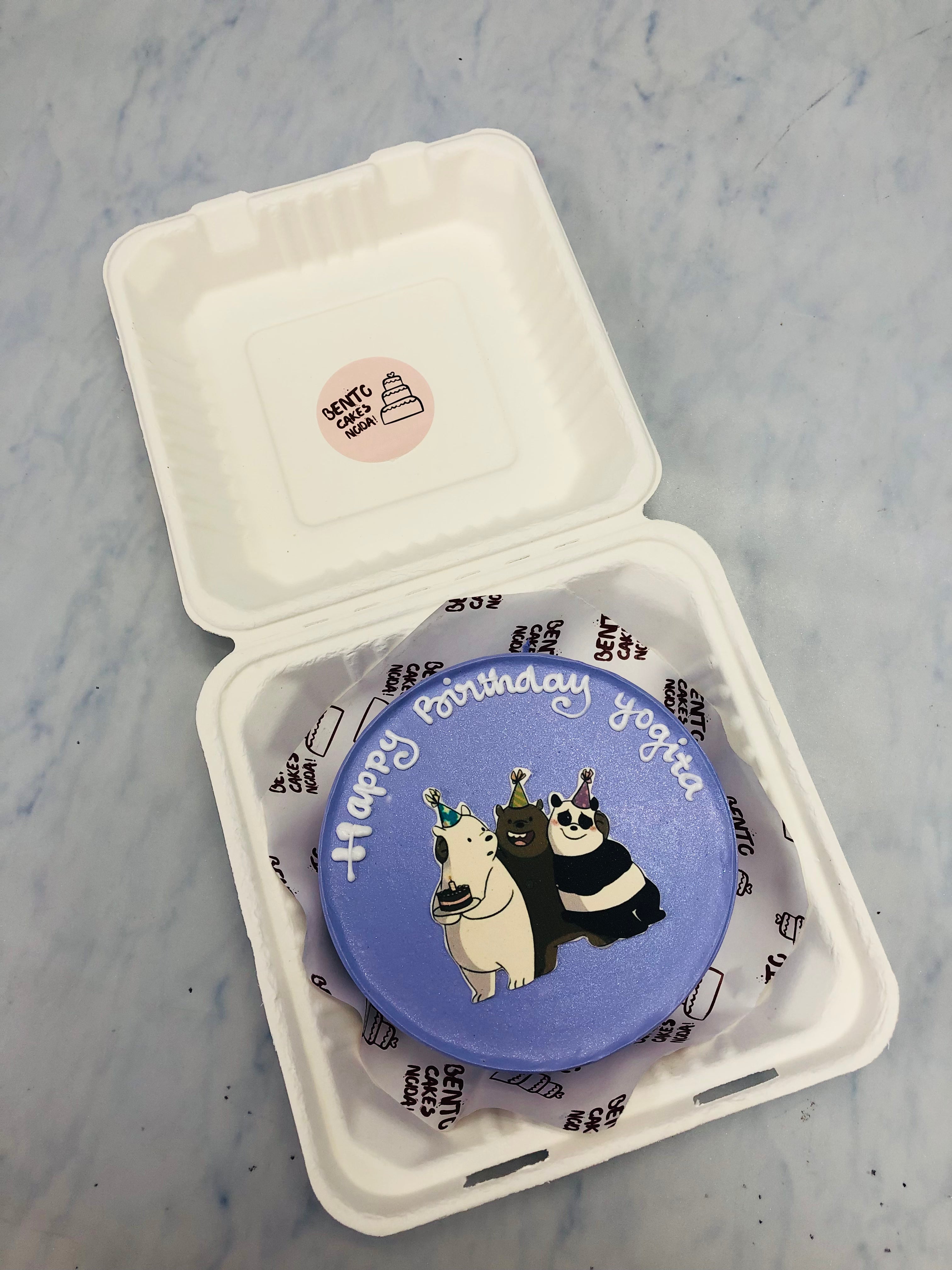 Bears Theme Shiny Blue Bento Cake