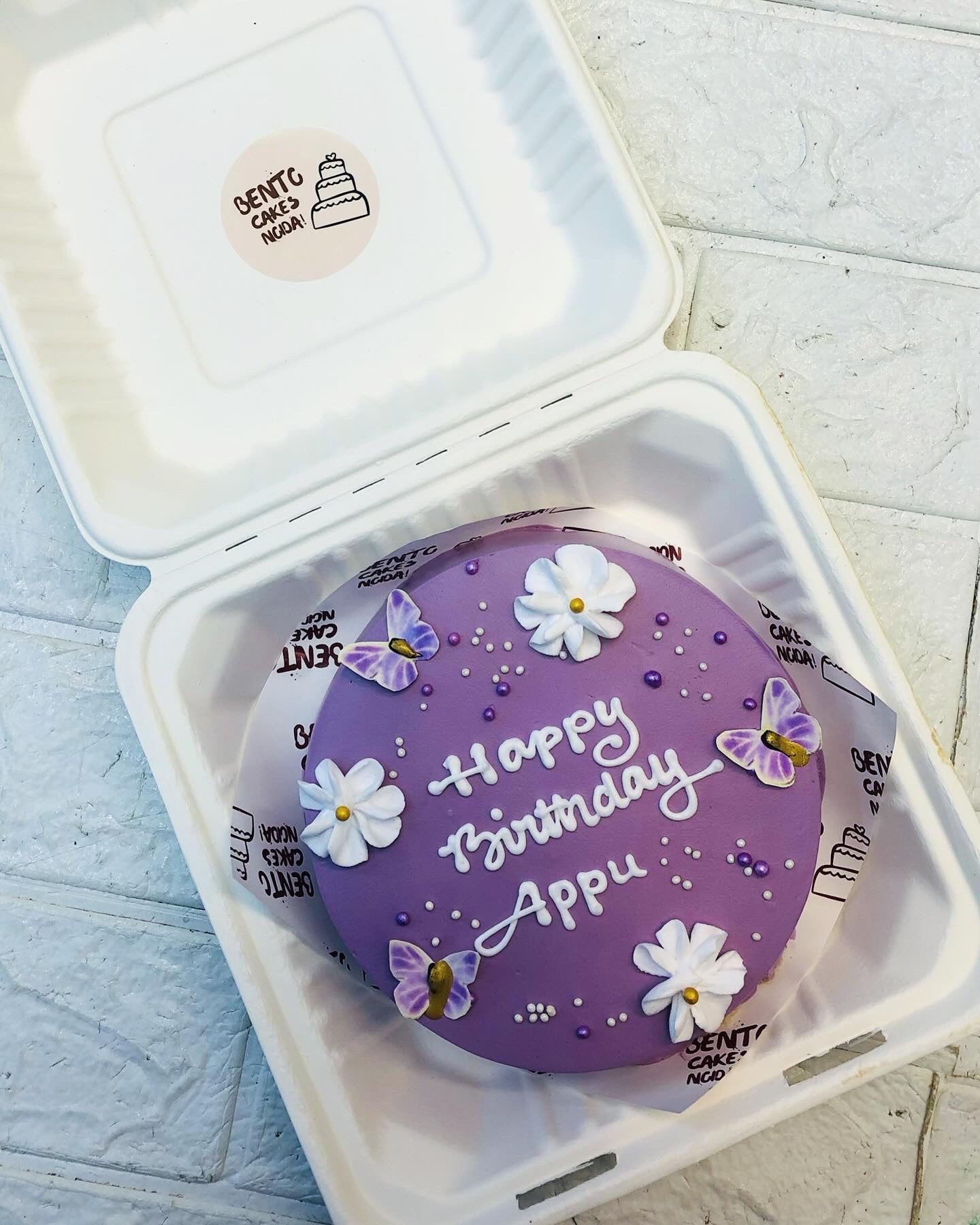 Floral Butterfly Theme Purple Bento Cake
