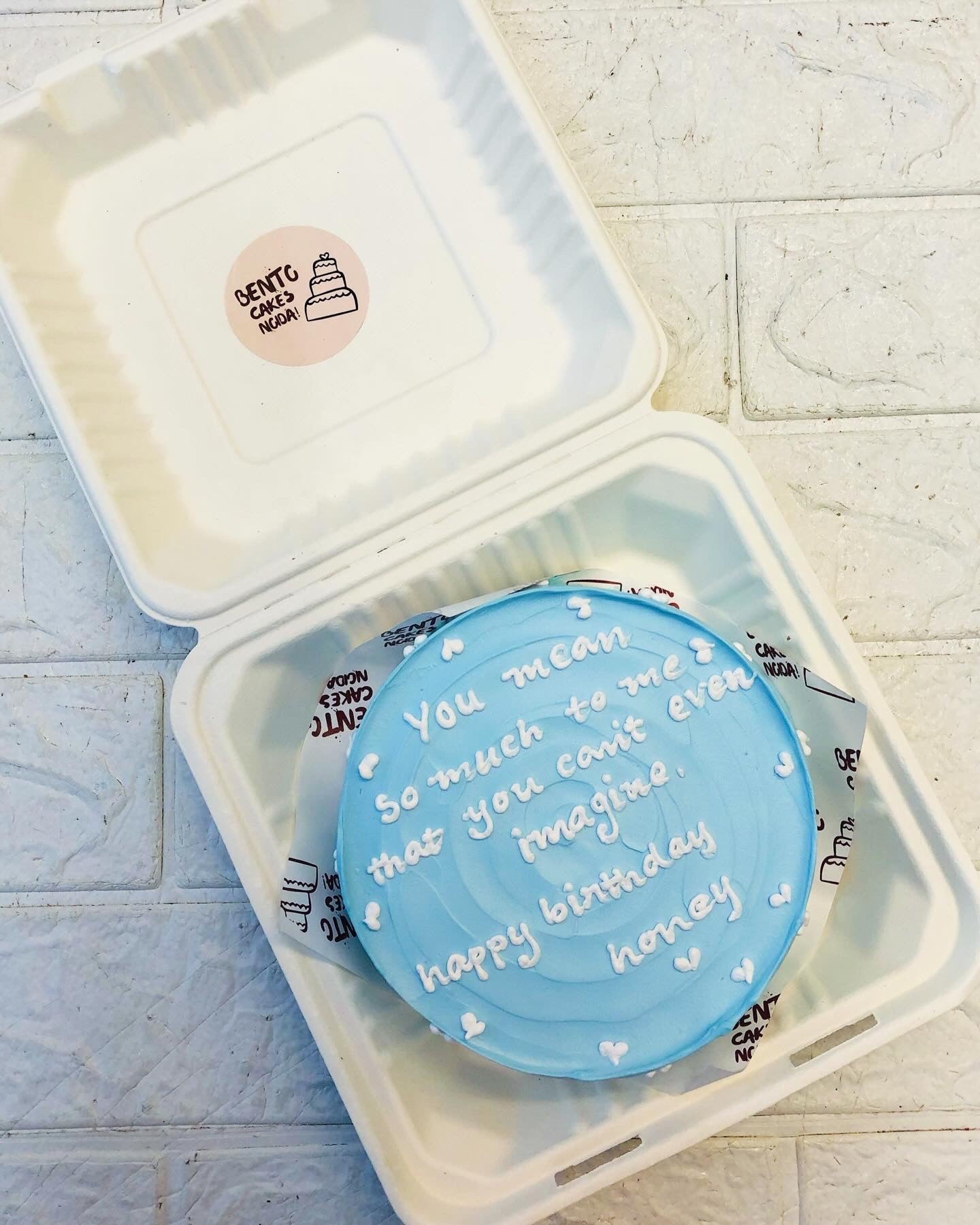 Customized Message Blue Bento Cake