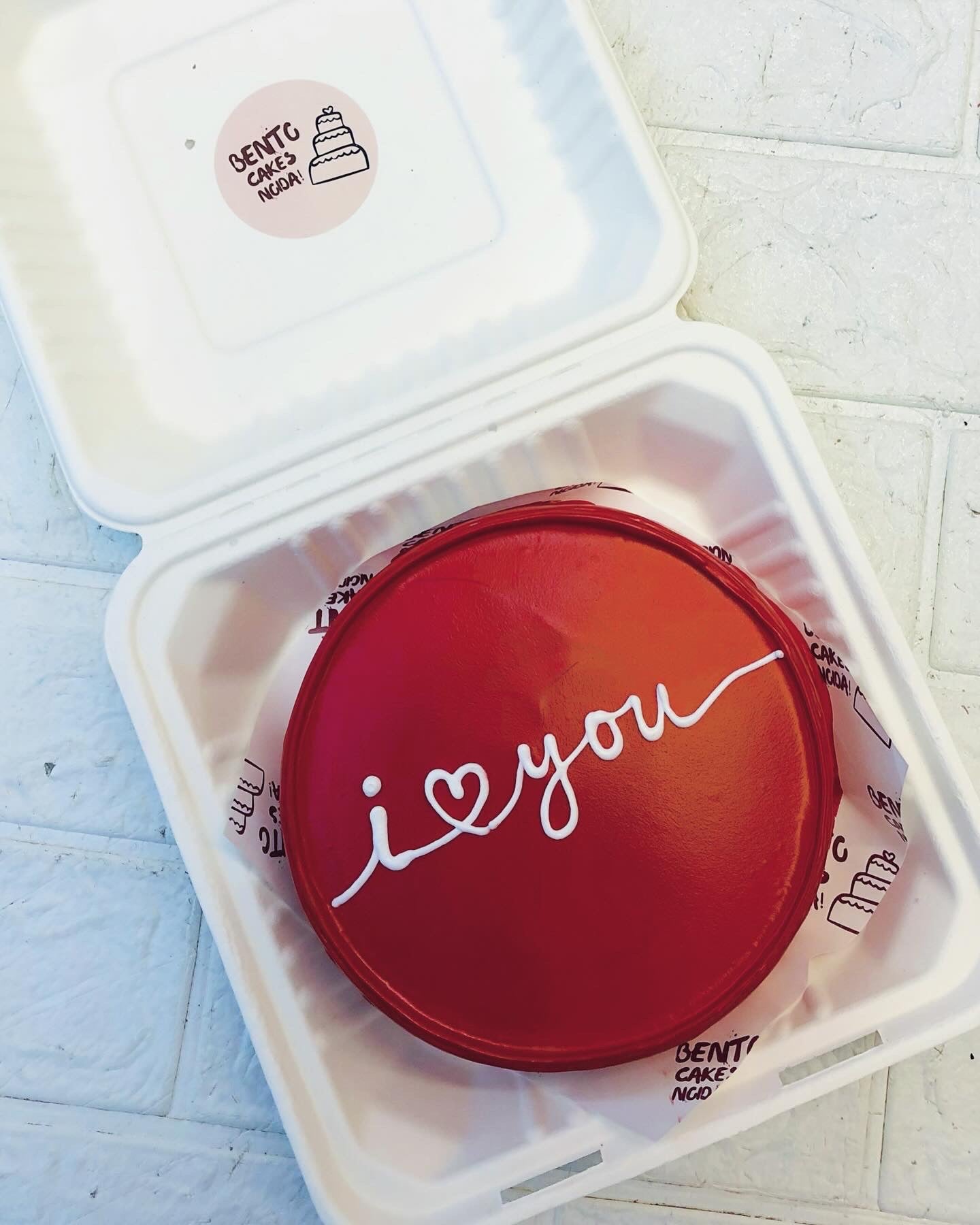 I Love You Dark Red Bento Cake