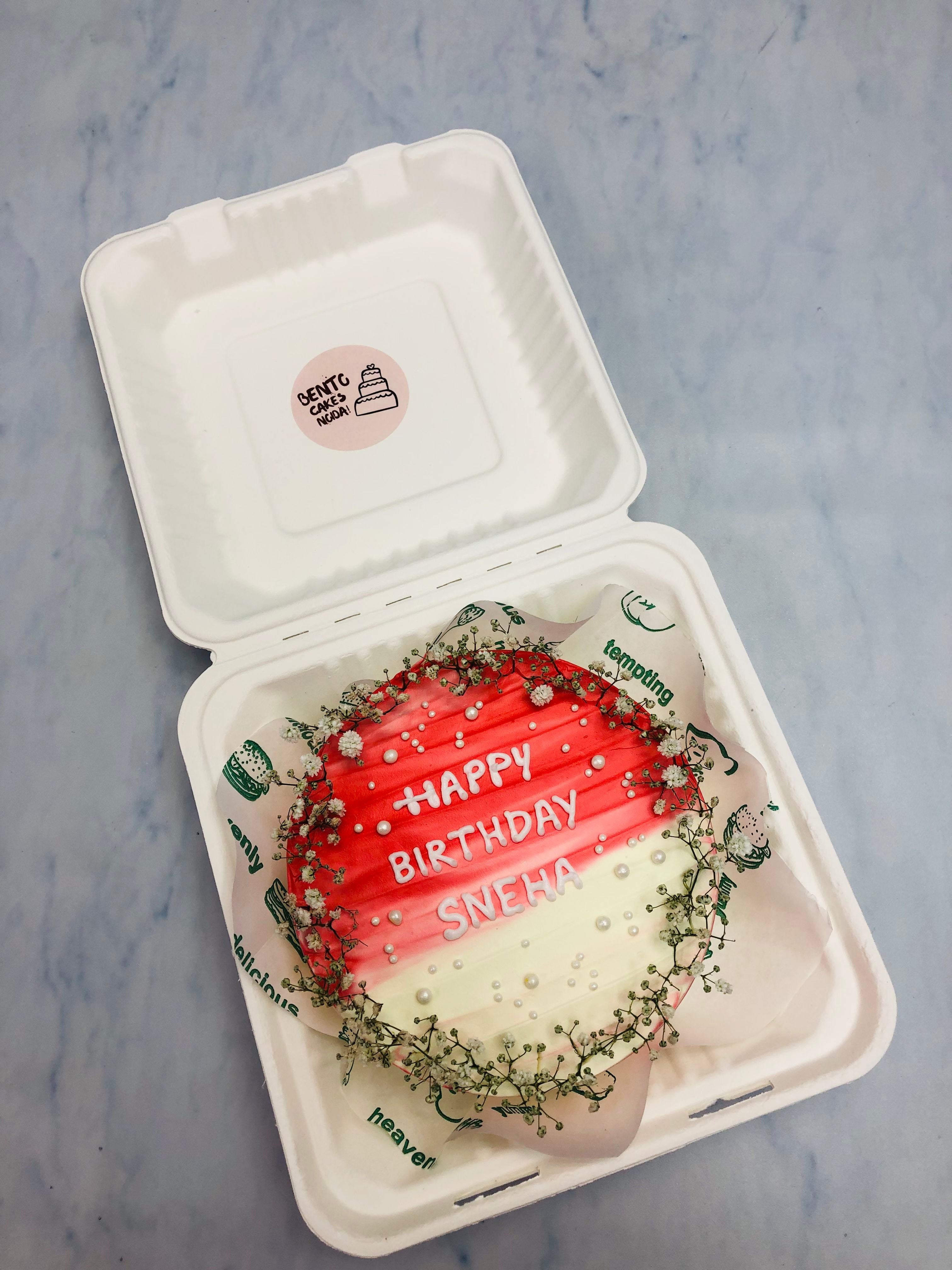 Orange White Aesthetic Bento Cake