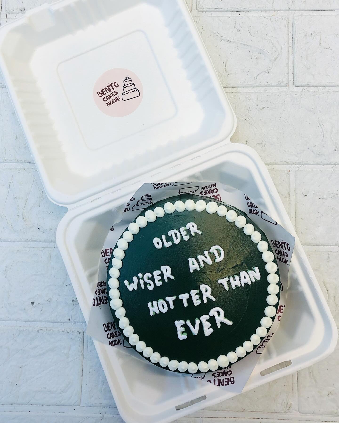 Custom Message Dark Green Bento Cake