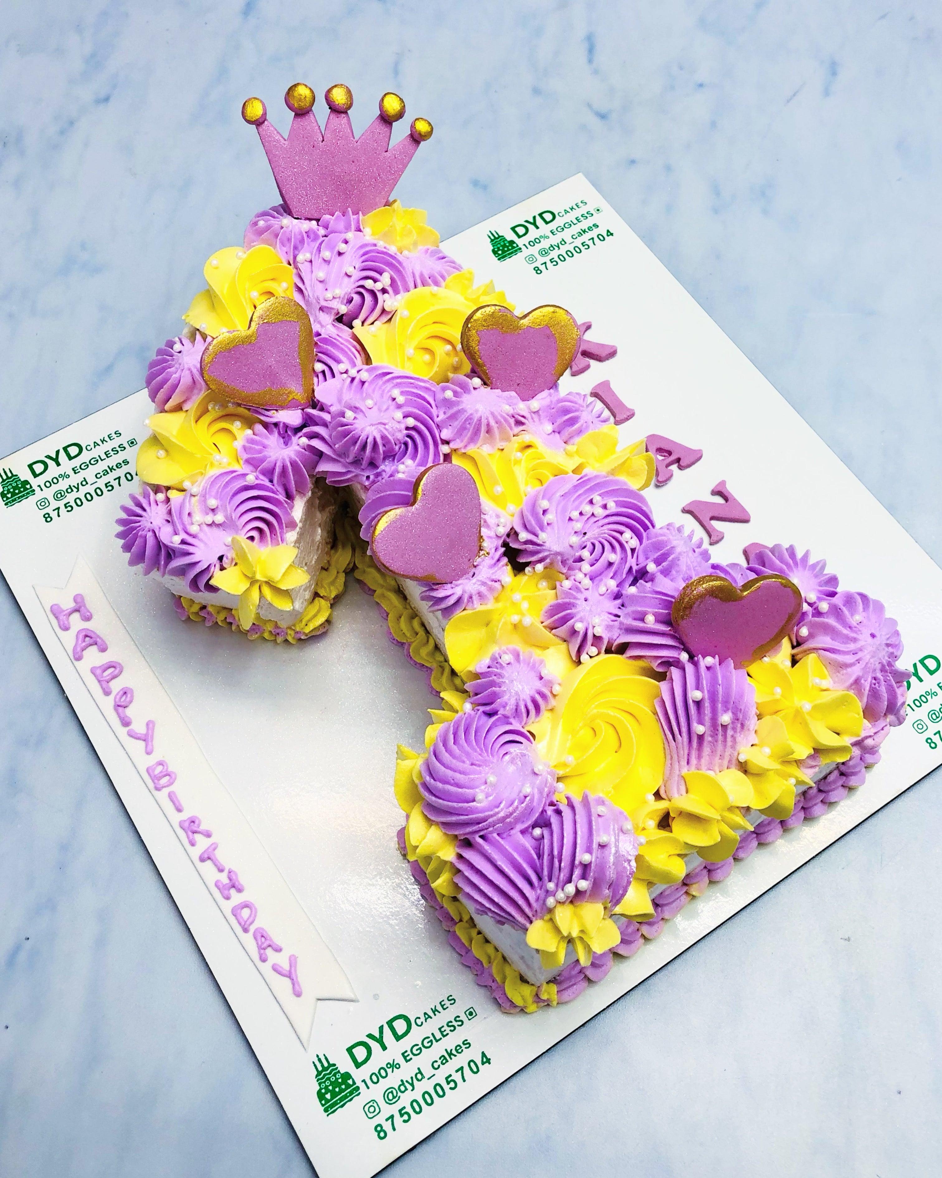 Pink Yellow Truffle Number Cake