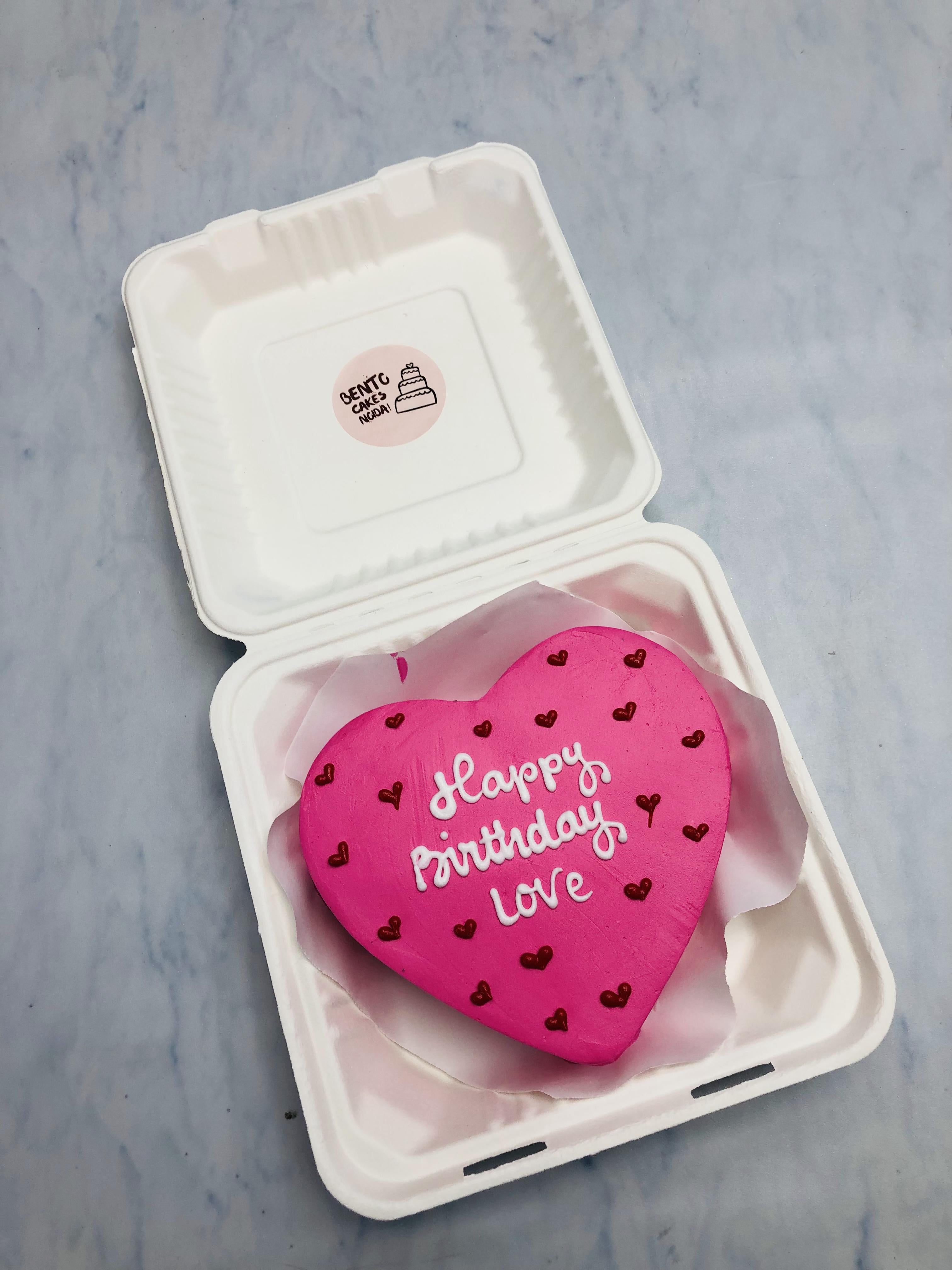 Pink Heart Theme Bento Cake