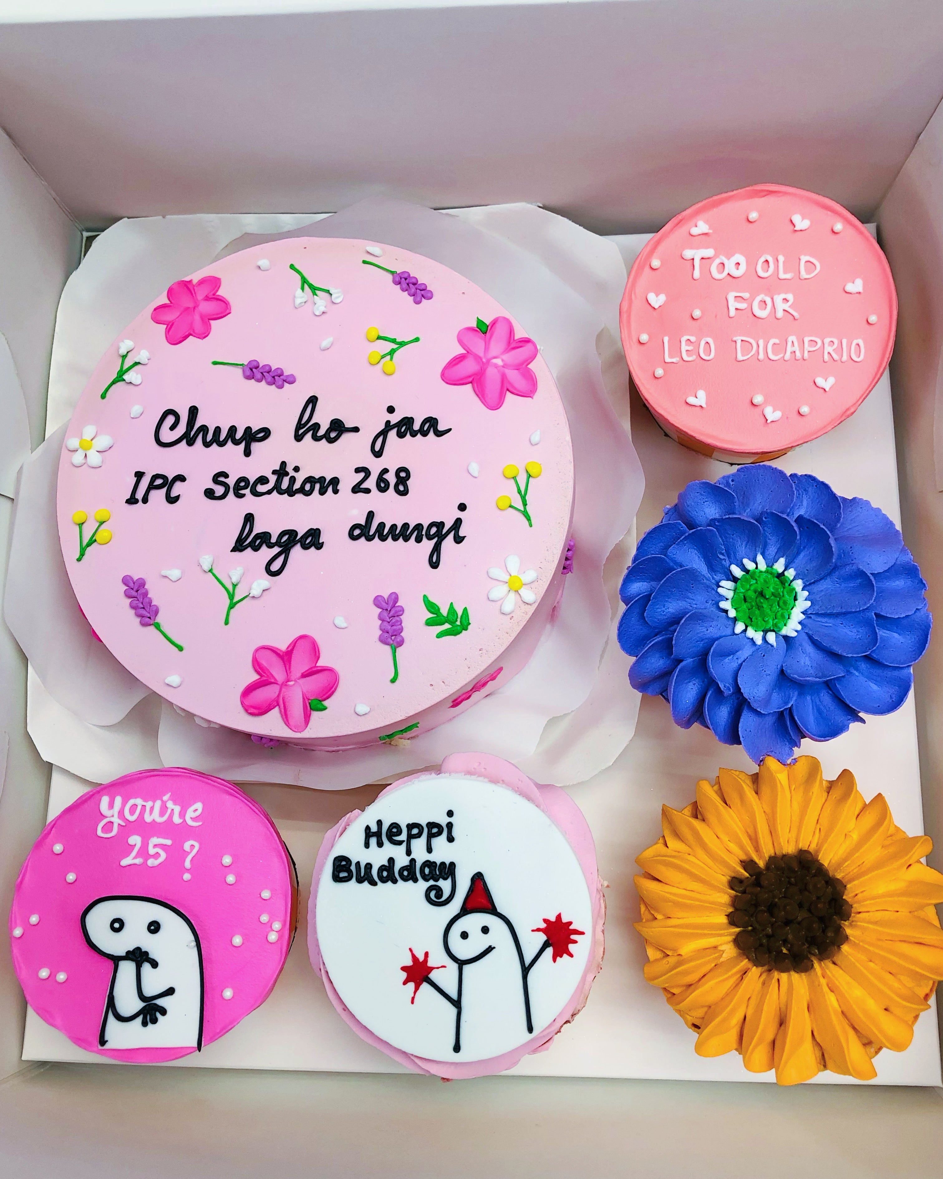 Flower Theme Bent Combo Cake