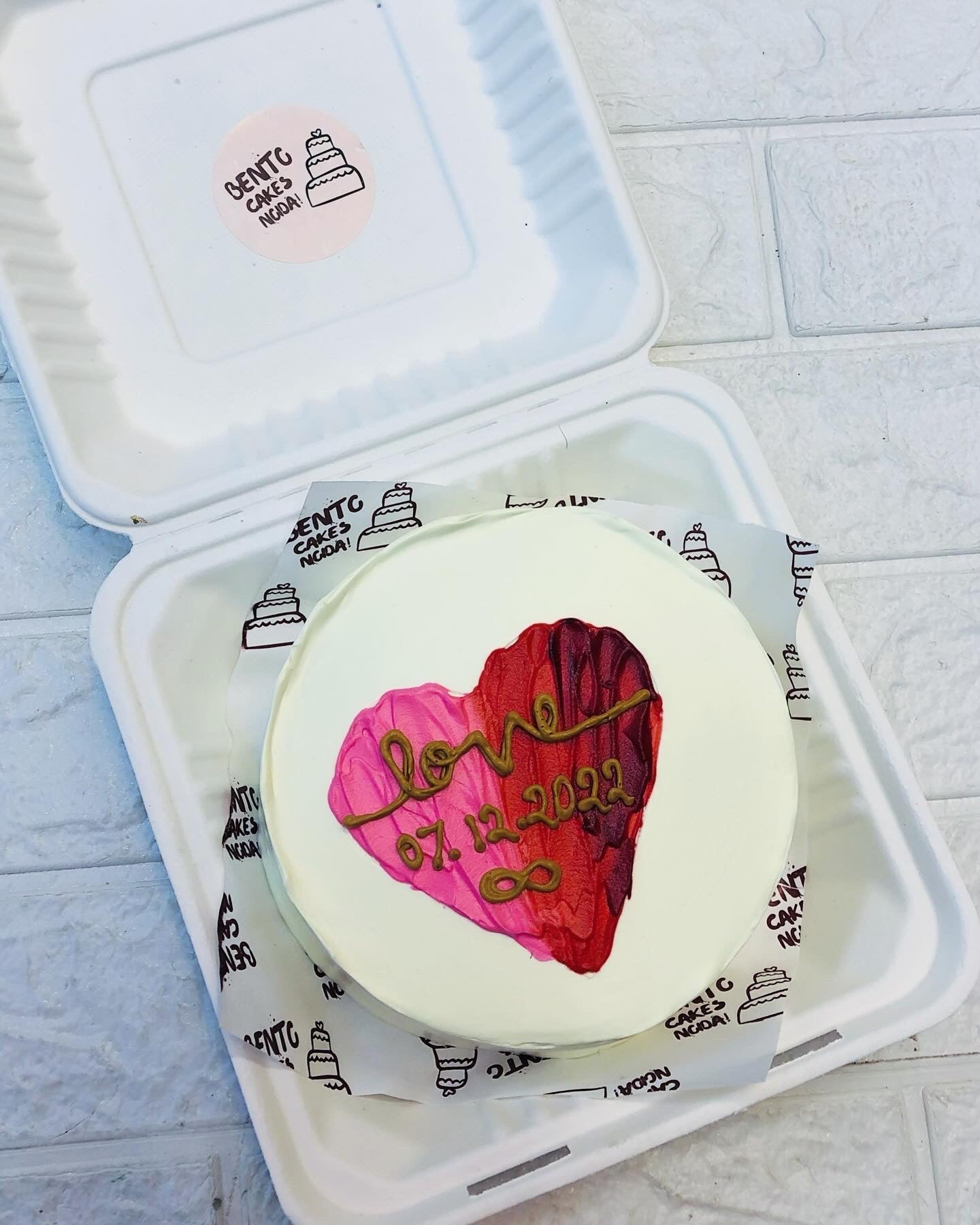 Engagement Theme white Bento Cake