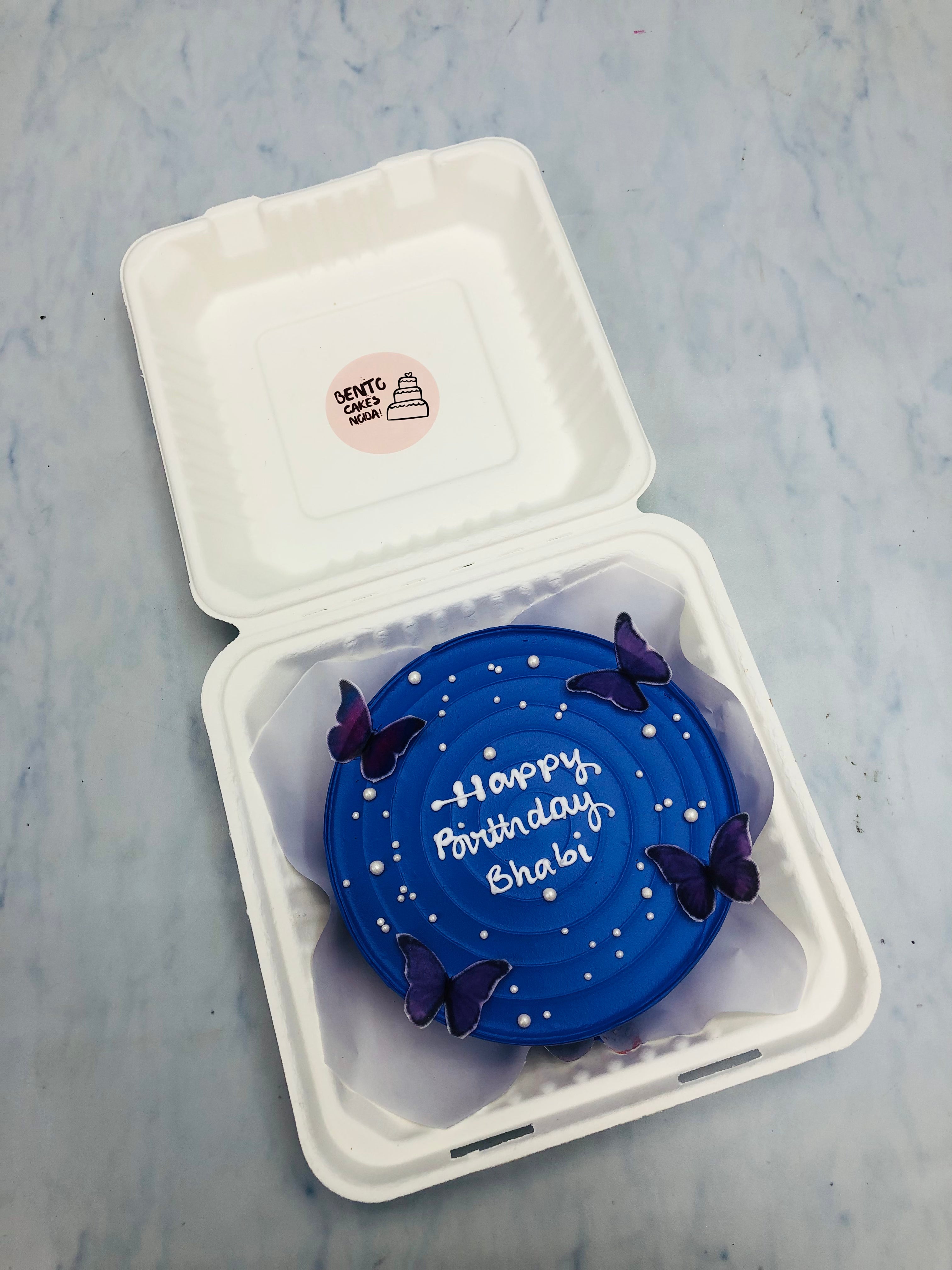 Dark Blue Birthday Bento Cake