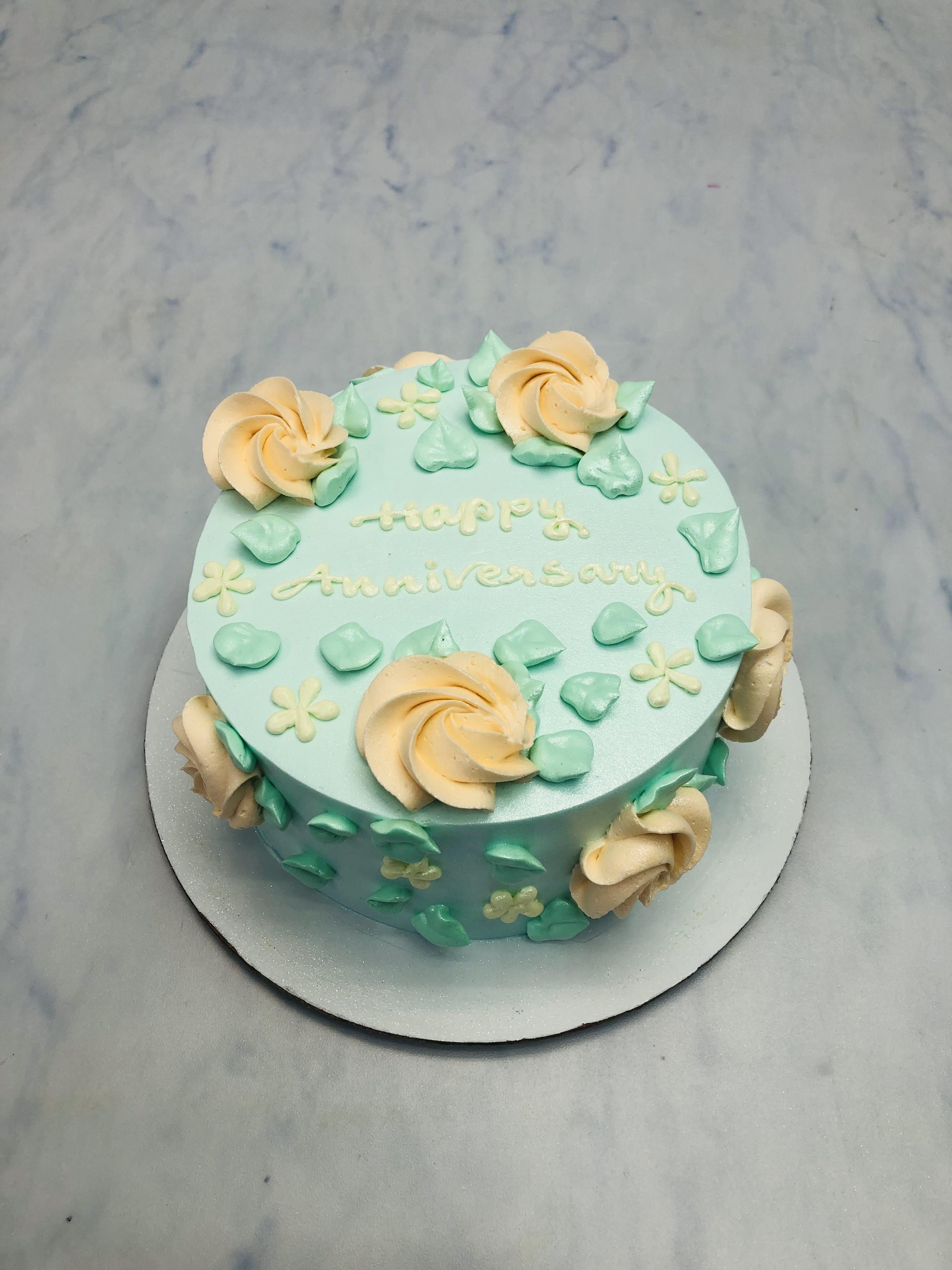 Sky Blue Anniversary Cake