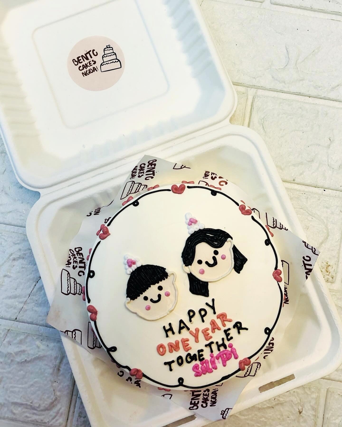 One Year Together Theme Bento Cake