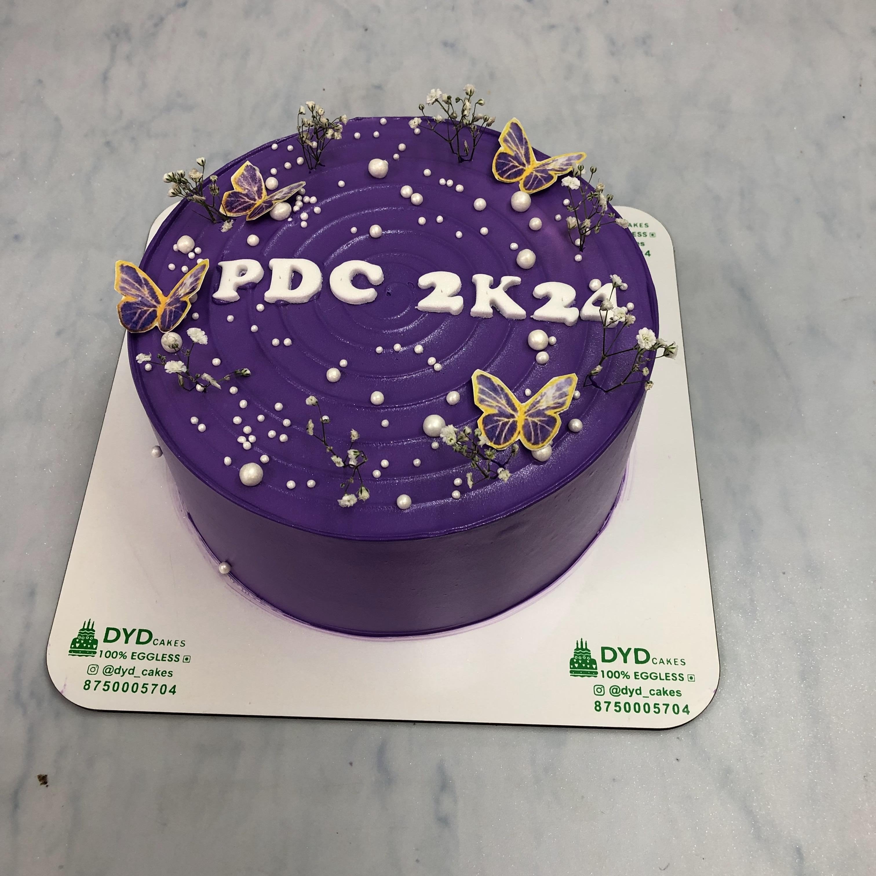 Purple Birthday Cake with Butterfly