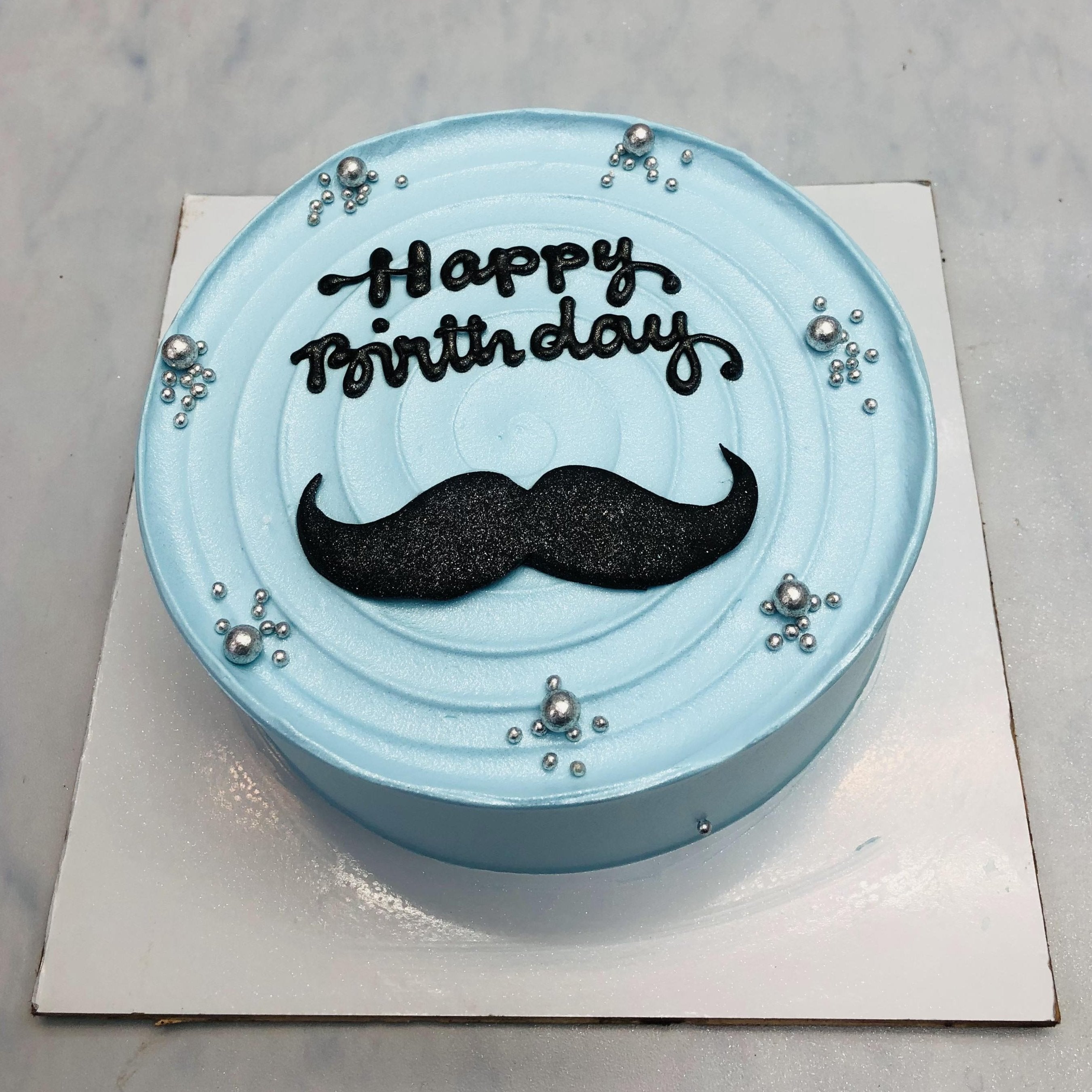 Moustache Basic Blue Cake