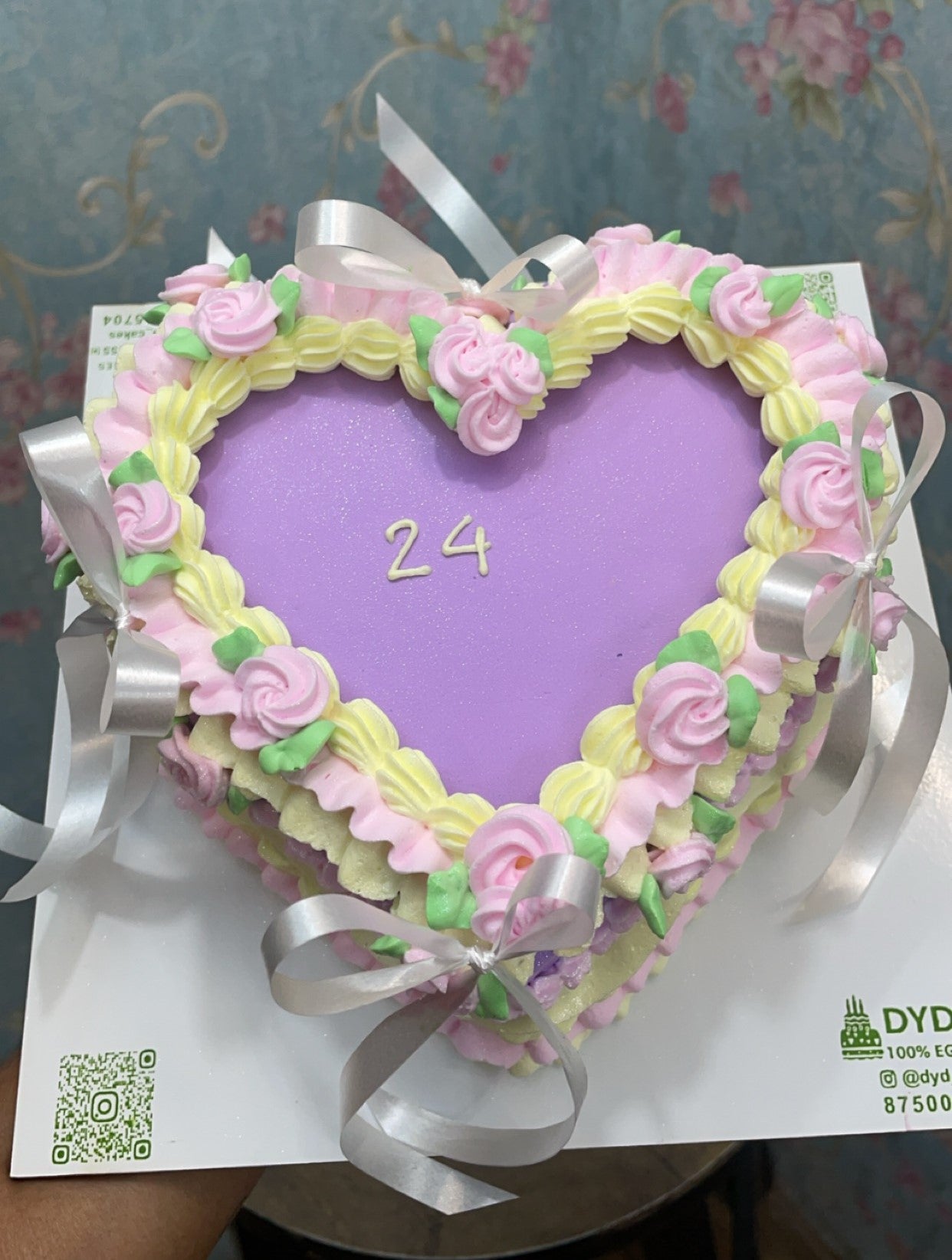 Purple Vintage Heart Shape Cake