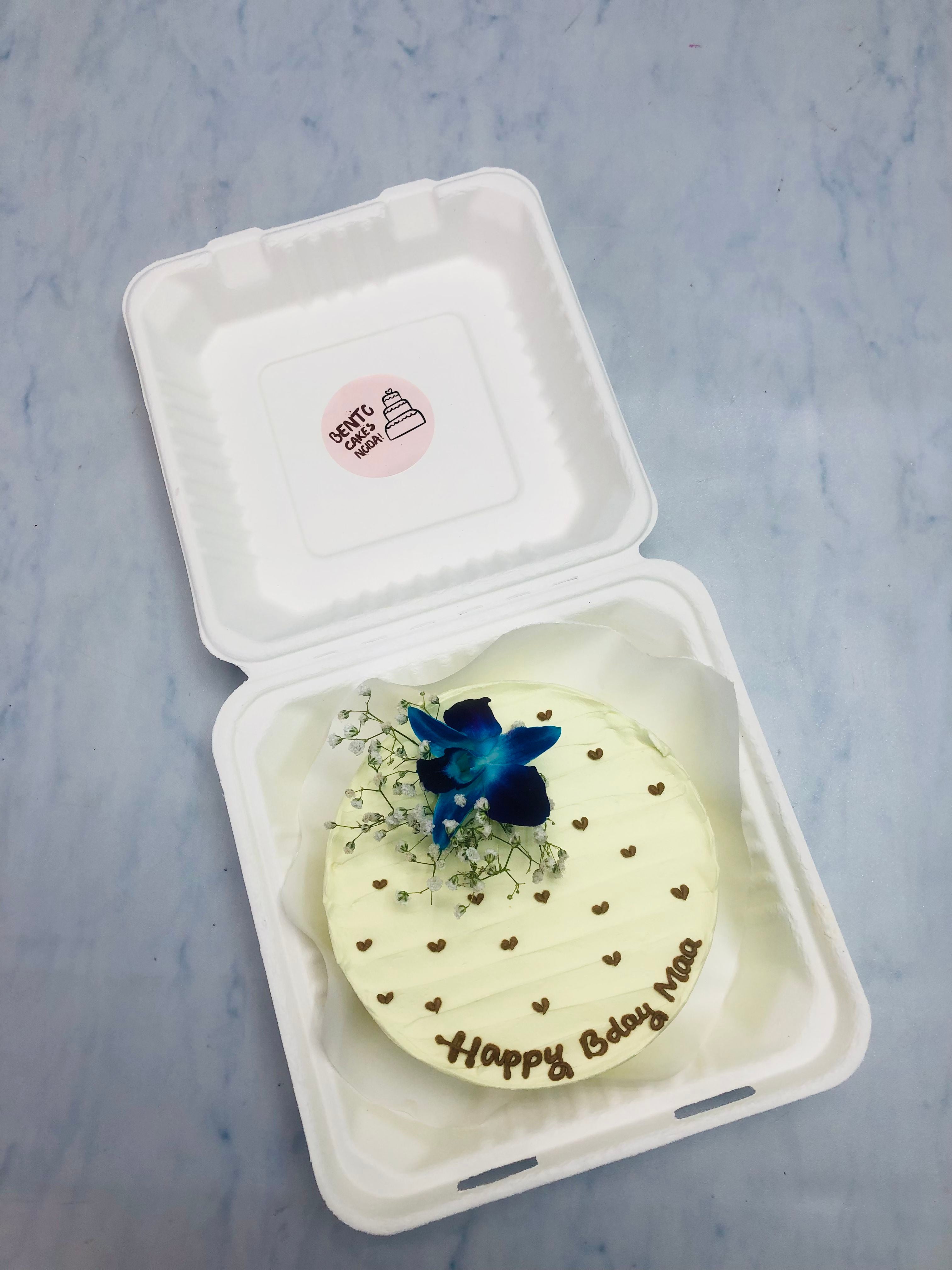 Blue Floral White Bento Cake