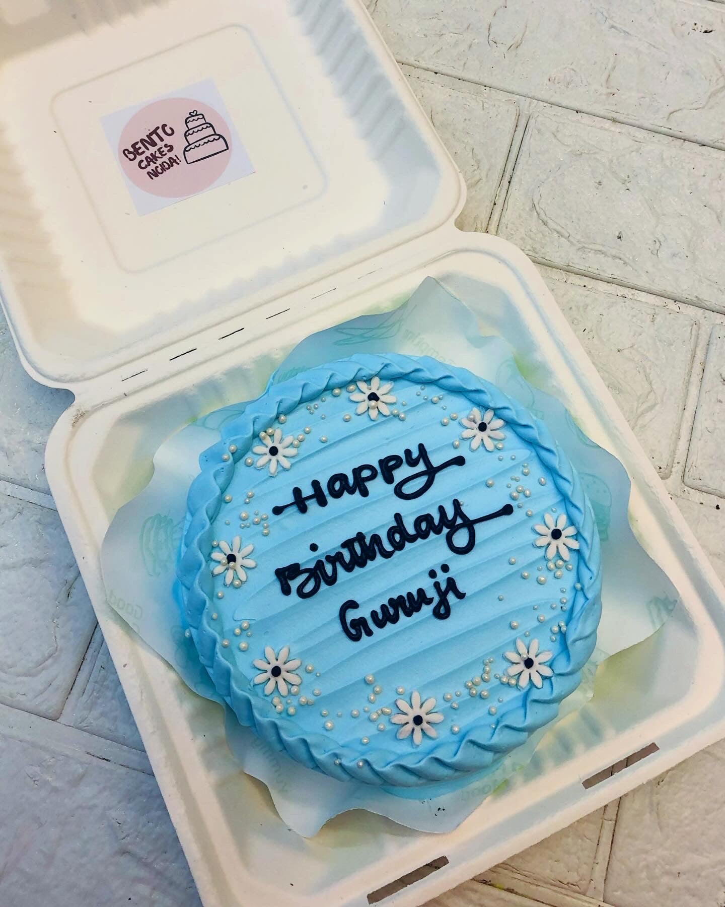 Aesthetic Blue B'day Bento Cake