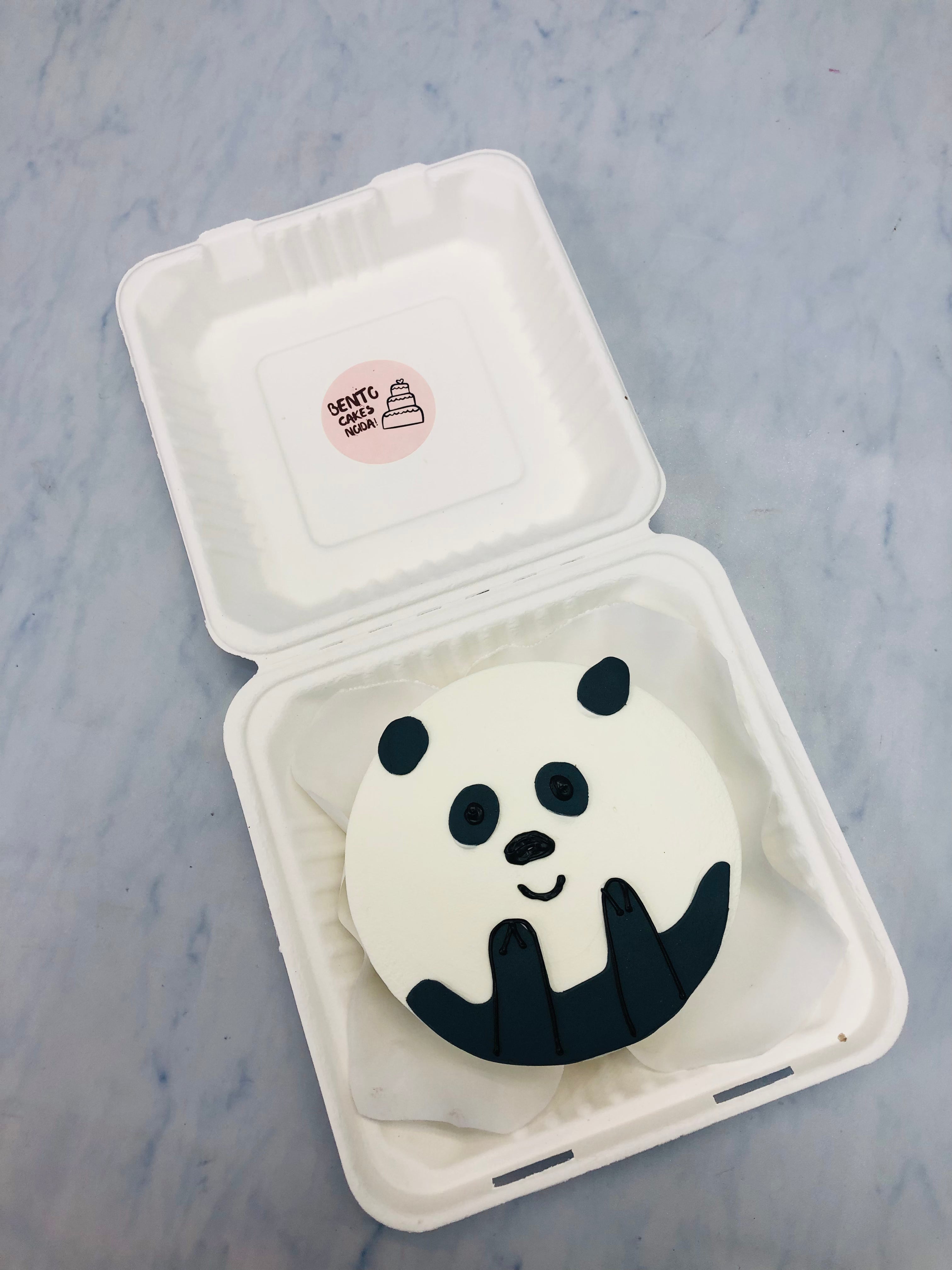 Panda Black Face Theme Bento Cake
