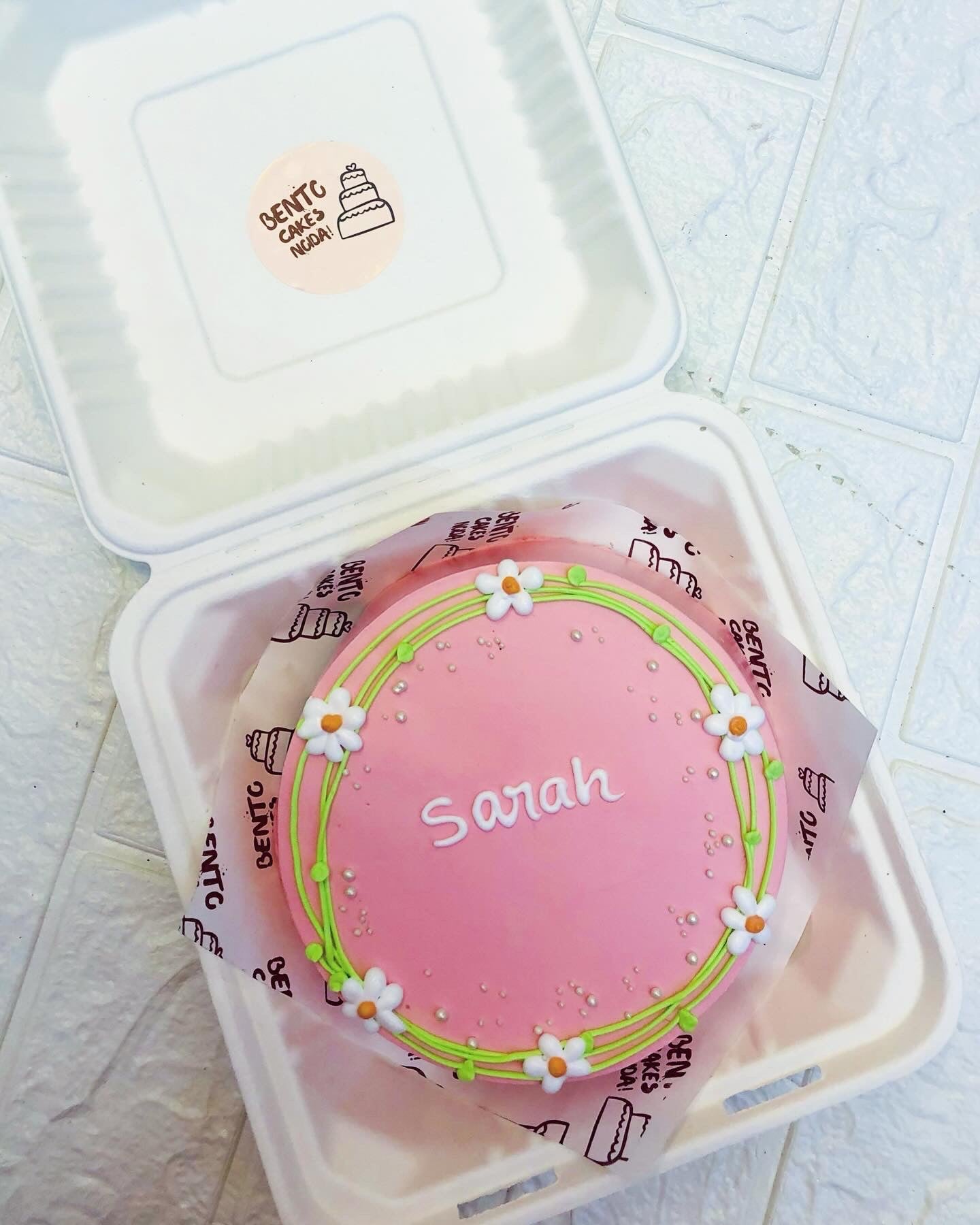 Flower Theme Pink Birthday Bento Cake
