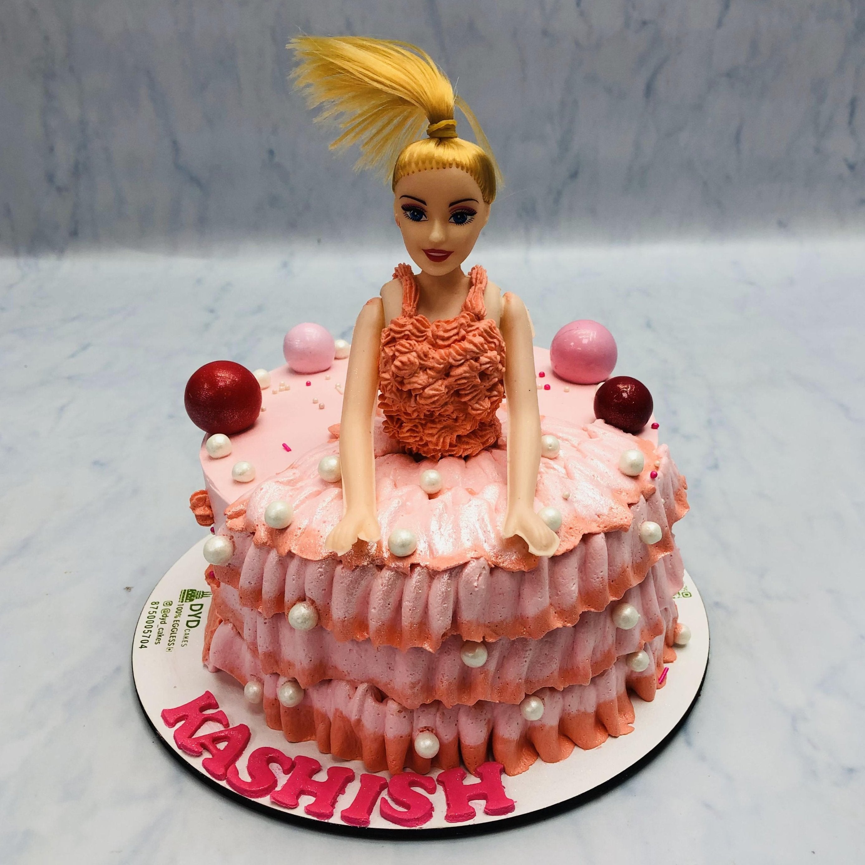 Peach Color Beautiful Princess Cake