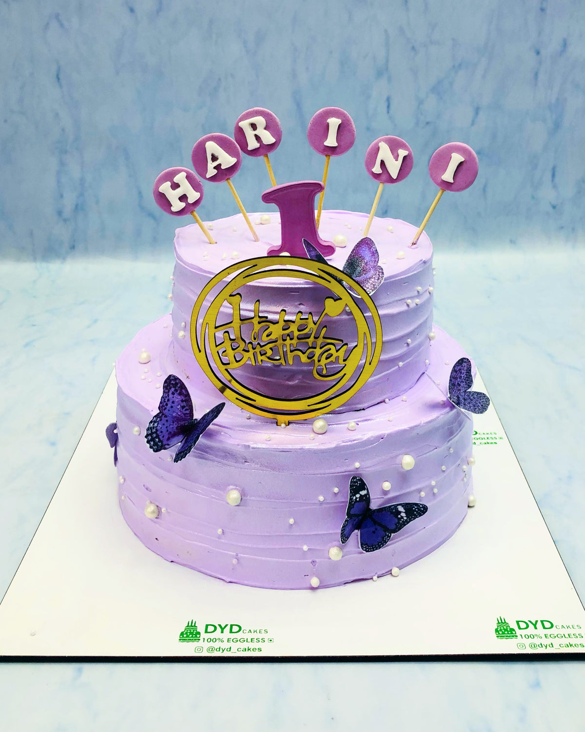 Light Purple Butterflies Cake