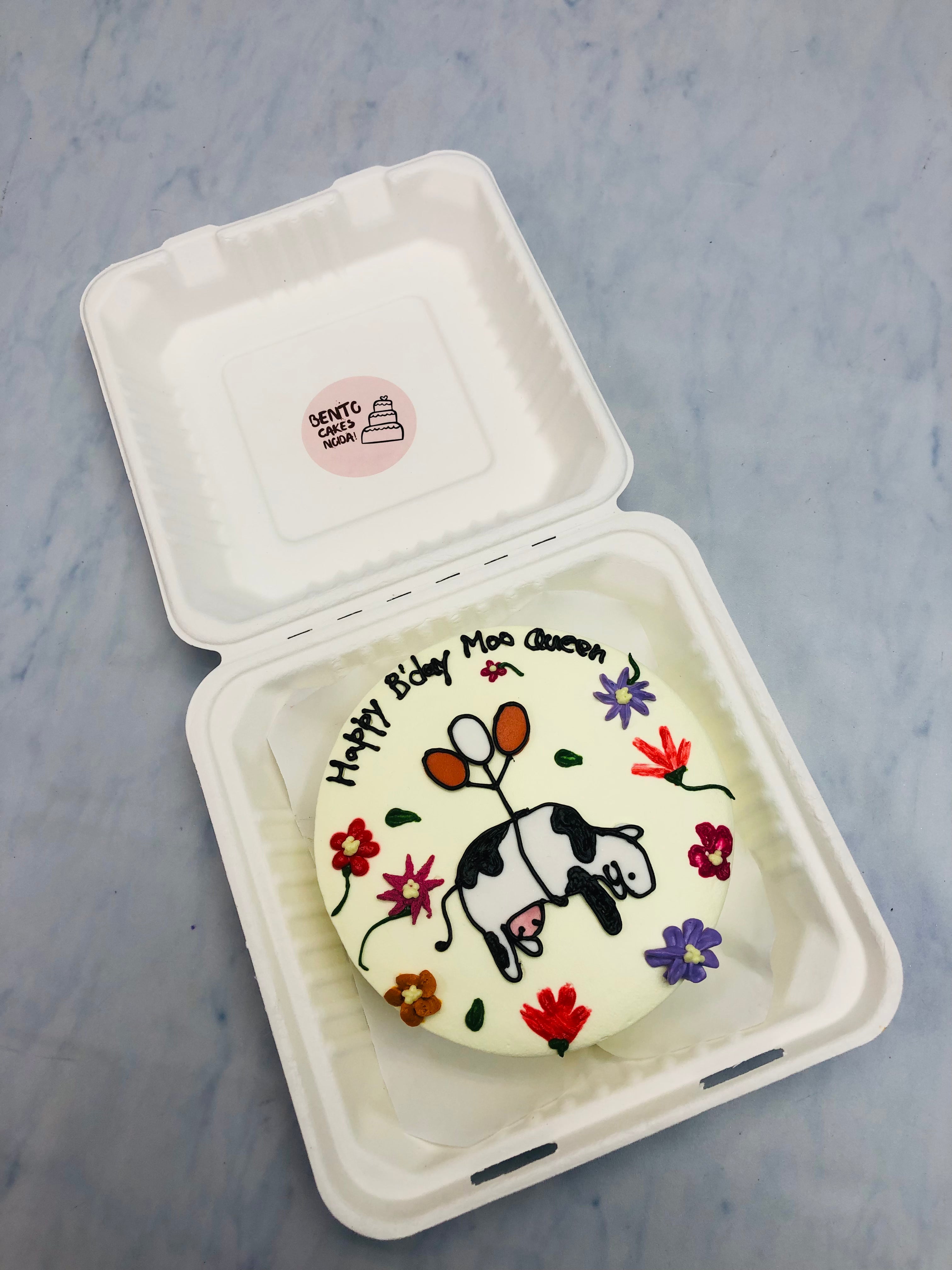 Cow Birthday Theme Bento Cake
