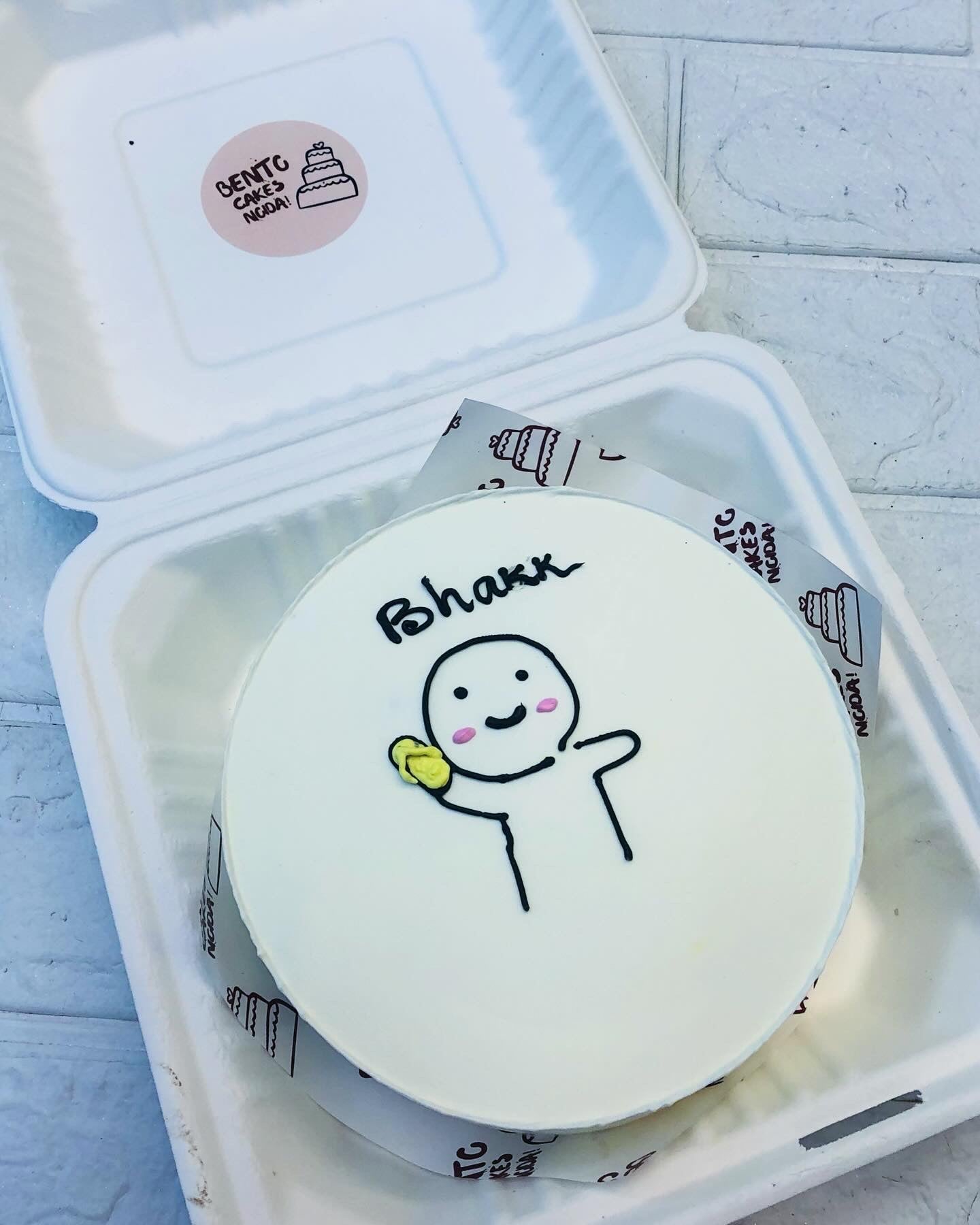 Cute Cartoon theme White Bento Cake