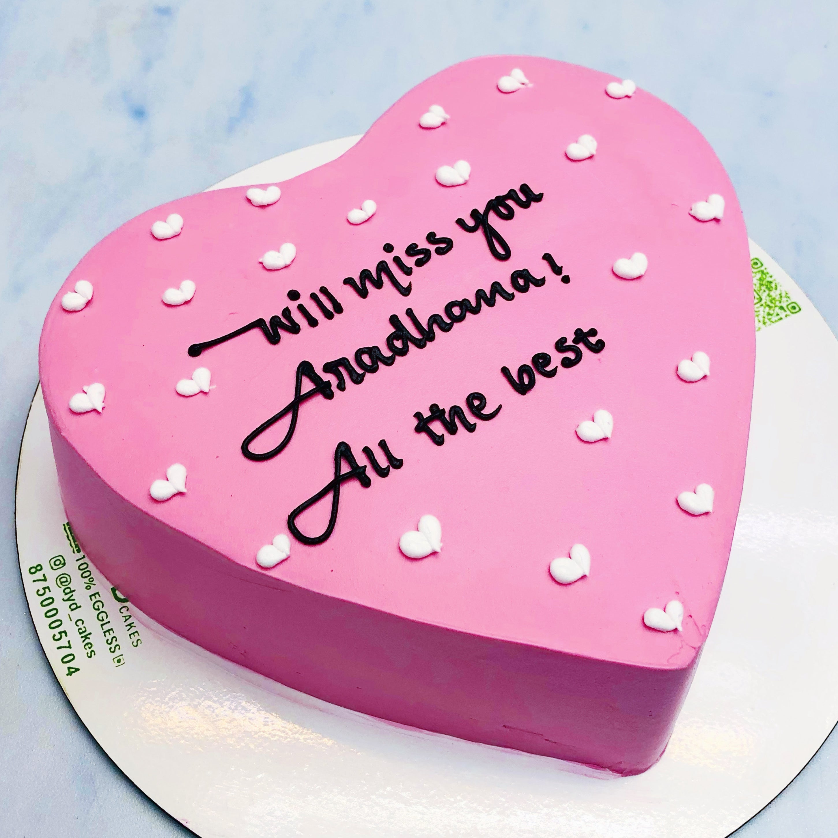 Little Hearts on Pink Heart Shape Cake