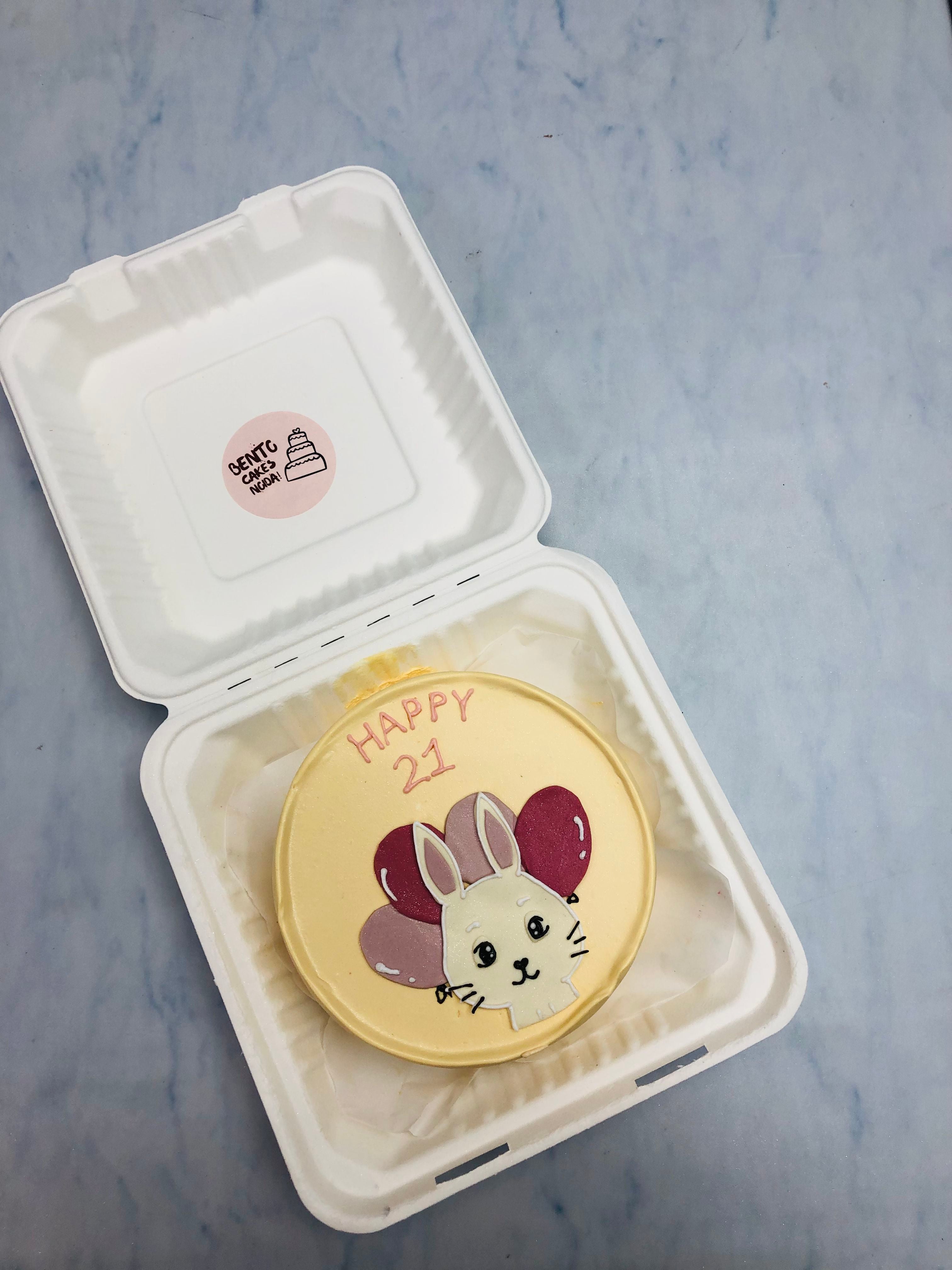Pretty Rabbit Peach Bento Cake